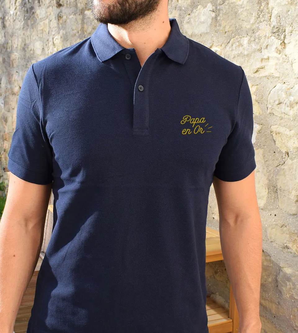 Juste Un T-shirt Polos Papa en Or polo brodé