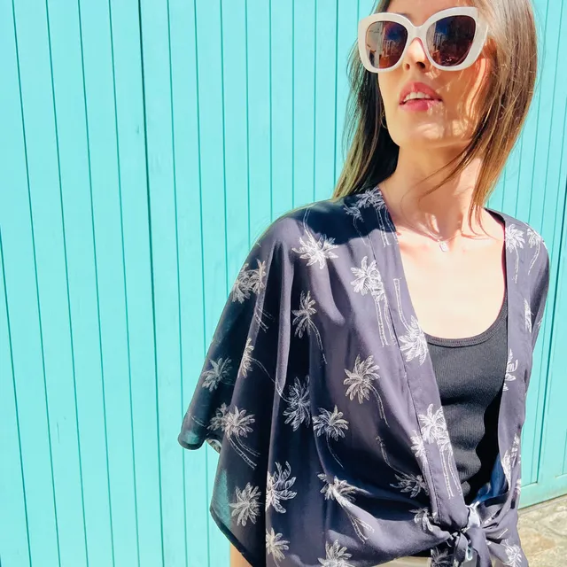 PANTRUCHE Kimonos GIGI Palmiers kimono court taille unique en viscose