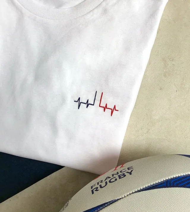 Juste Un T-shirt T-shirts Brodés Cœur de Rugby T-shirt brodé