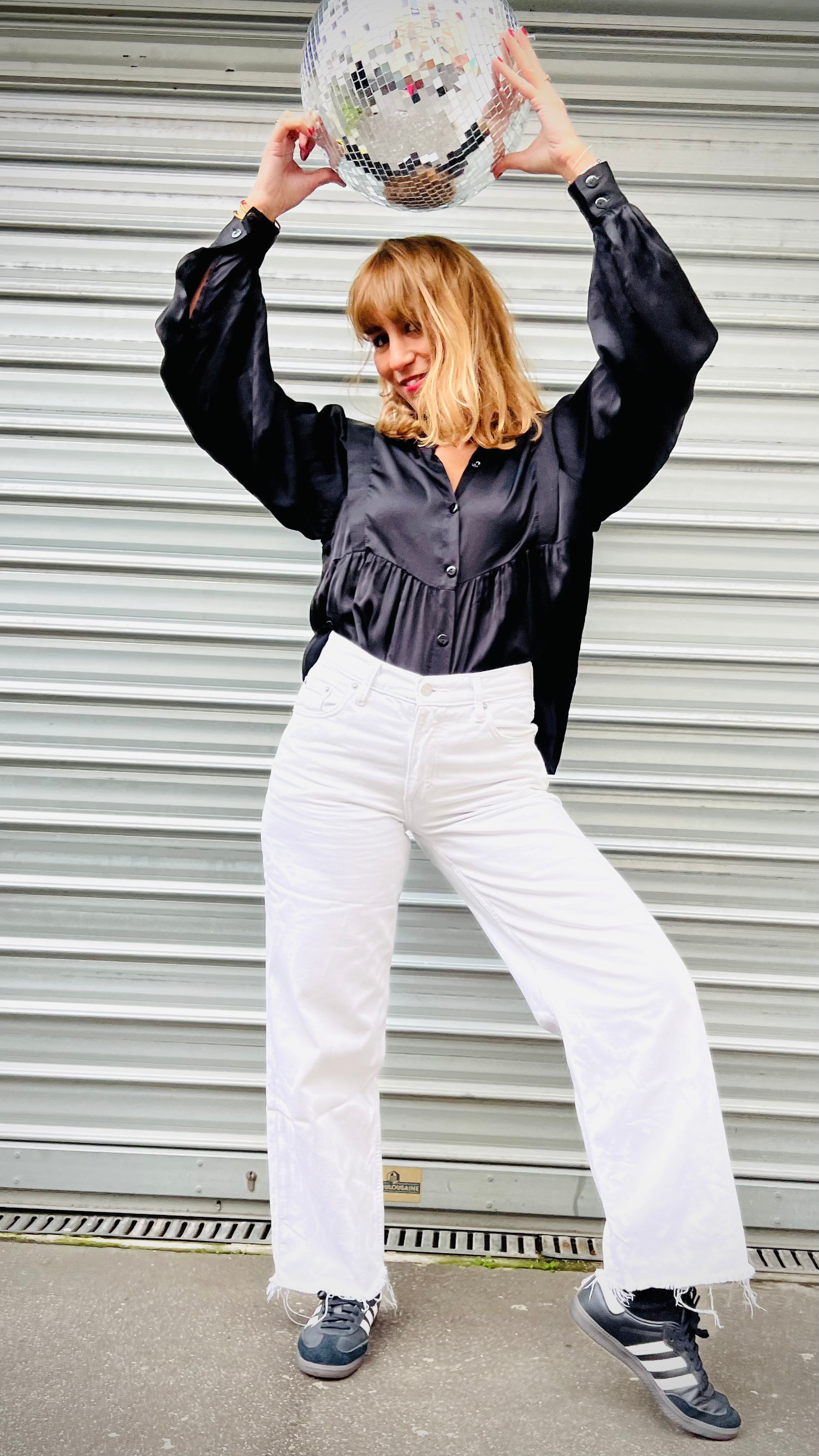 PANTRUCHE Chemises Blouse NINA noir blouse manches ballon en satin