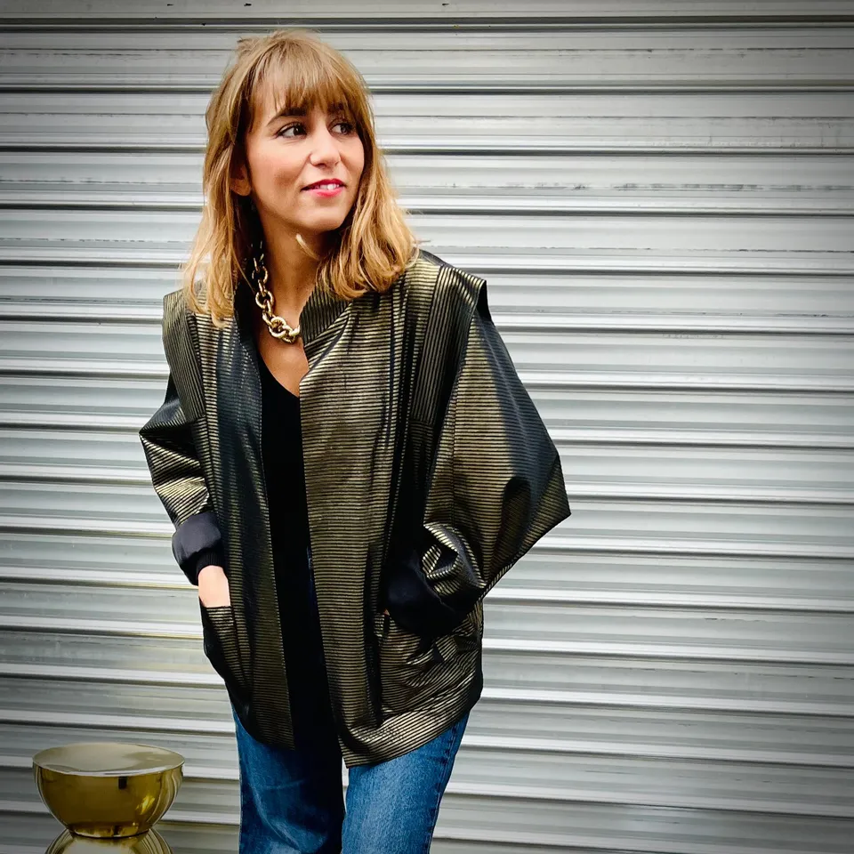 PANTRUCHE Vestes HENDRIX veste rayée dorée et noire S/M à M/L