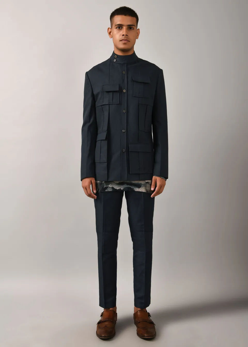 COUNTRYMADE Nehru Jackets Memoir Bandhgala veste en lin bleu sarcelle