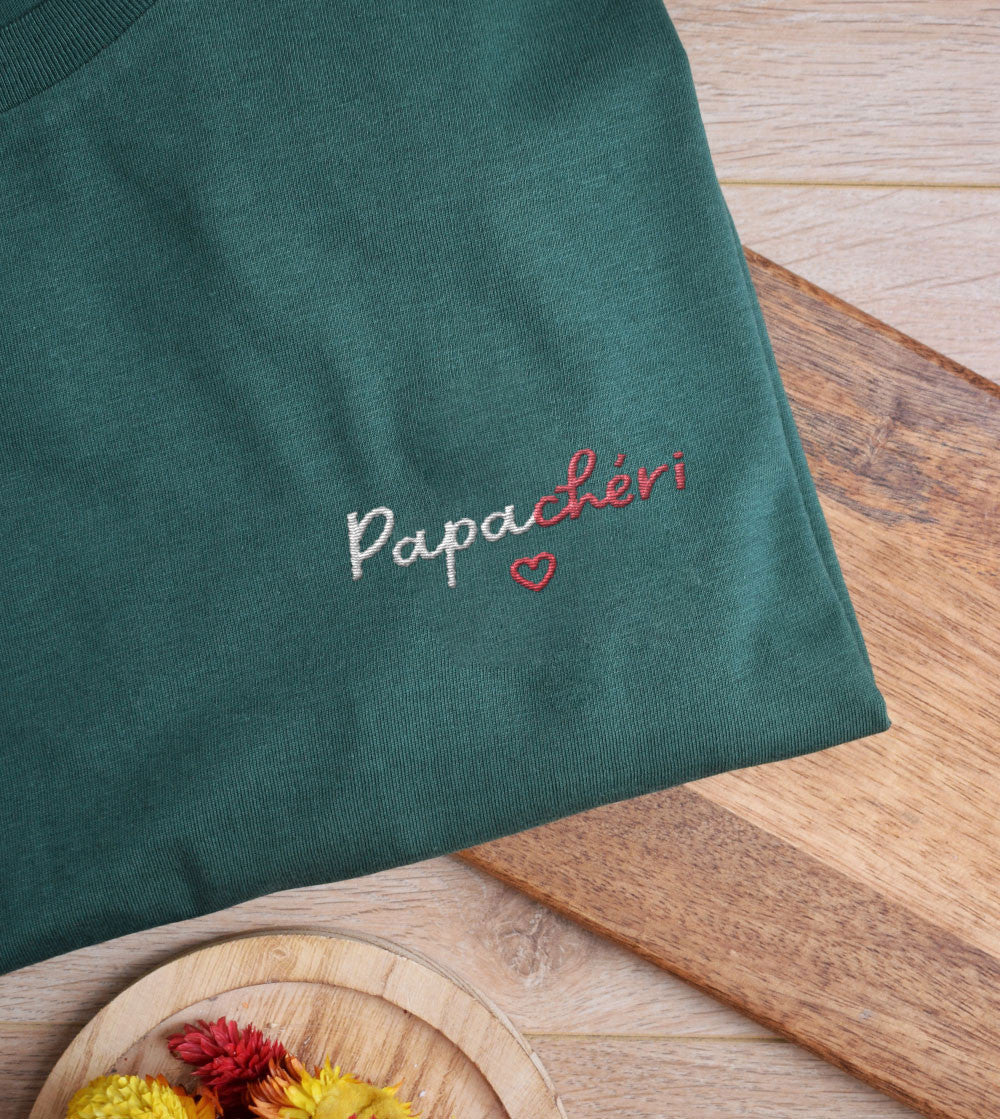 Juste Un T-shirt T-shirts Brodés Papa chéri T-shirt brodé noir