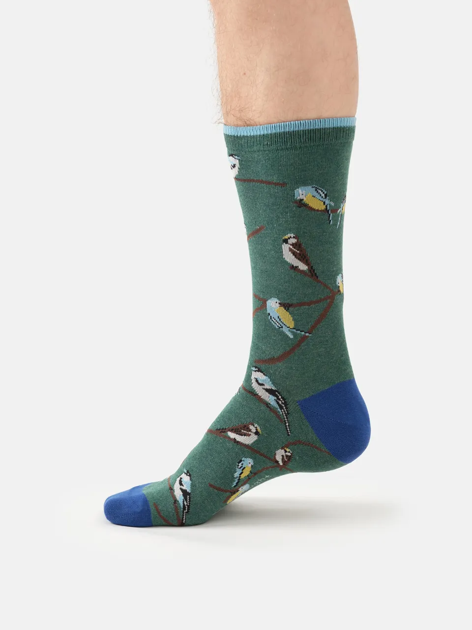 Sourire Multicolore Chaussettes homme oiseaux coton bio vert 40-44