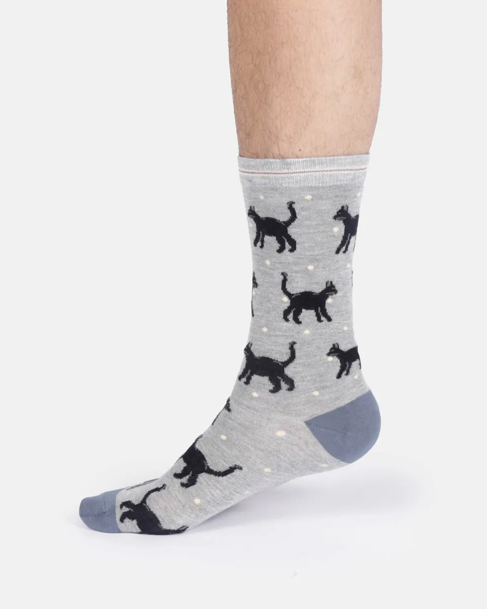 Chaussettes homme chats noirs en bambou taille 40-45