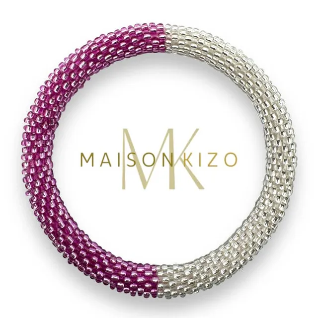 Sourire Multicolore Bracelets bracelet mauve et argenté perles de verre fait main