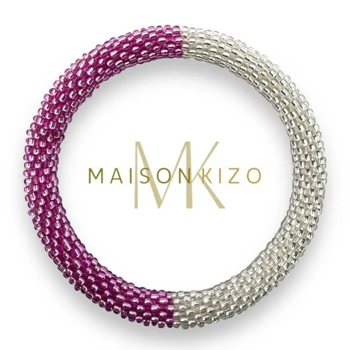 Sourire Multicolore Bracelets bracelet mauve et argenté perles de verre fait main
