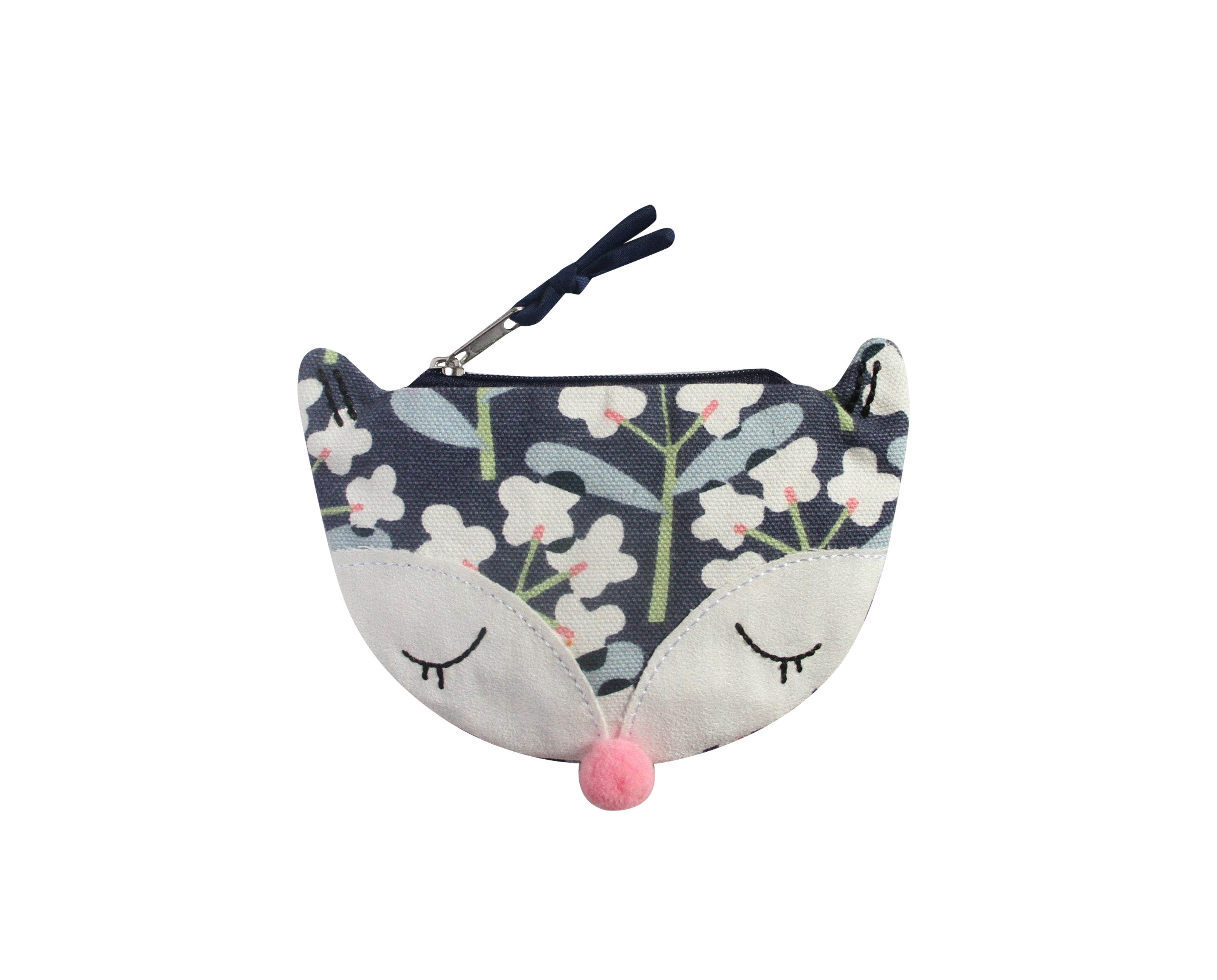 Sourire Multicolore Sacs et pochettes Porte monnaie renard gris navy coton