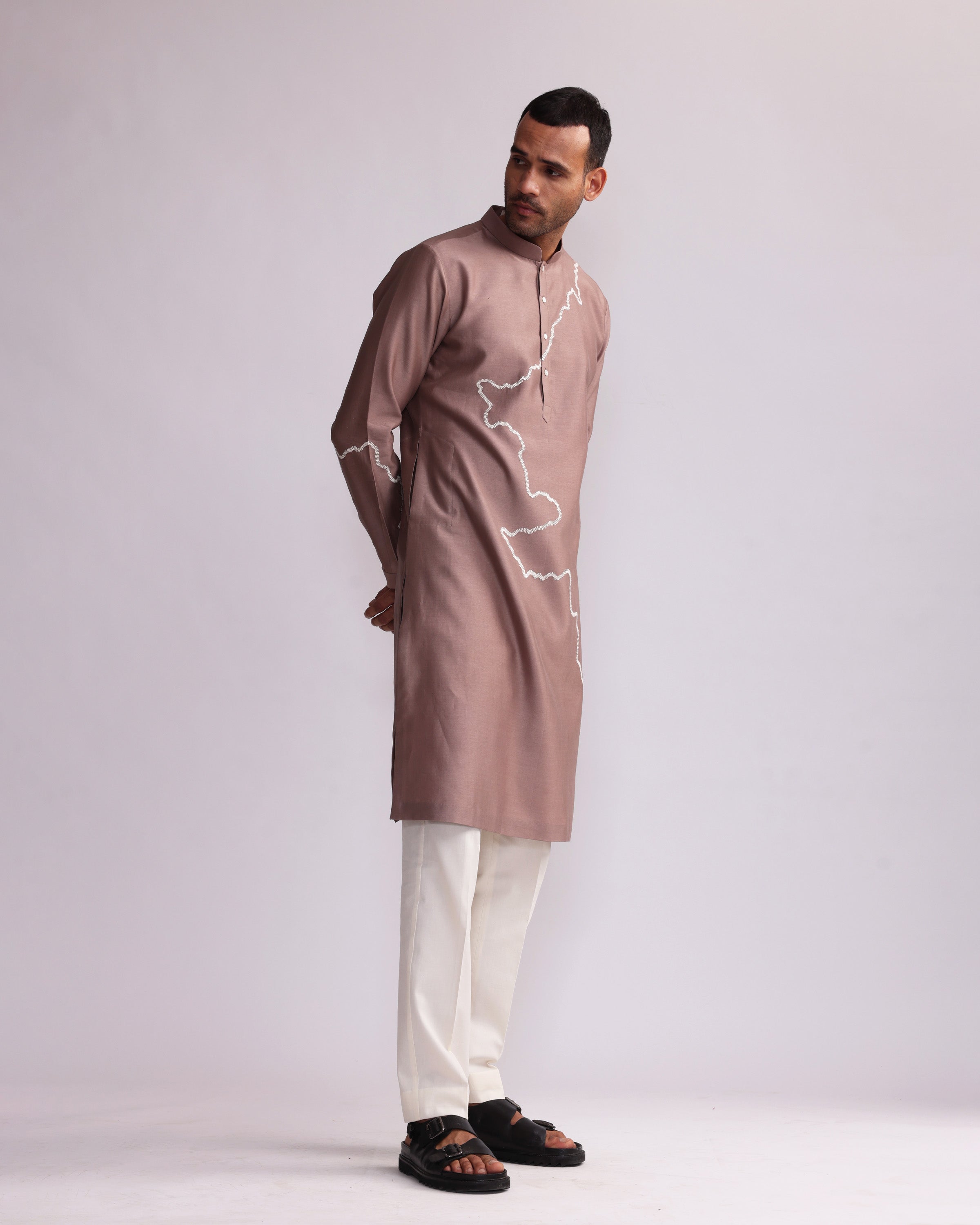 COUNTRYMADE Kurtas CONTOUR LINE EMBROIDERED KURTA SET ensemble kurta chanderi