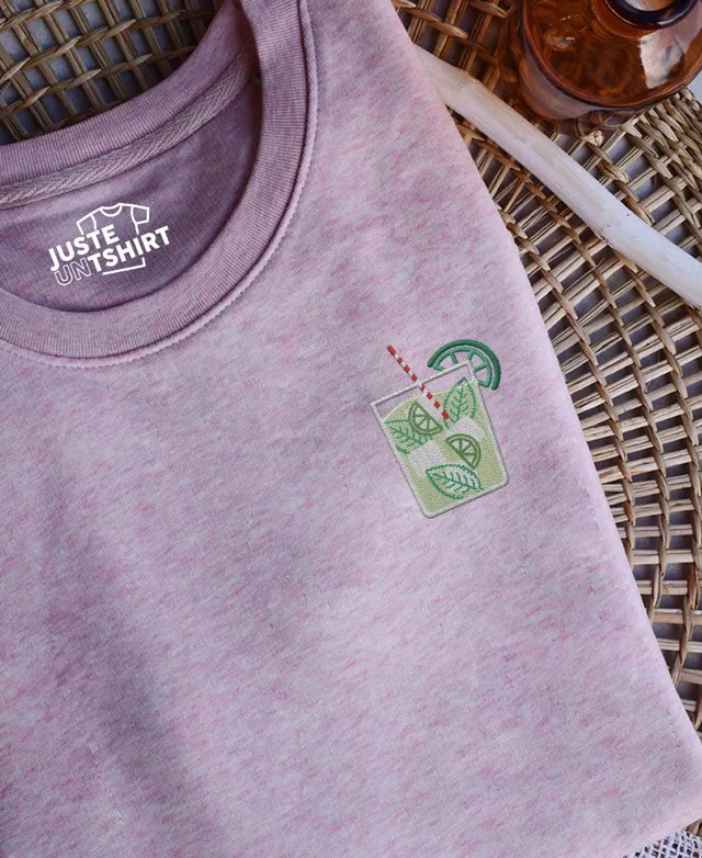 Juste Un T-shirt Sweats Brodés Mojito sweat brodé gris chiné