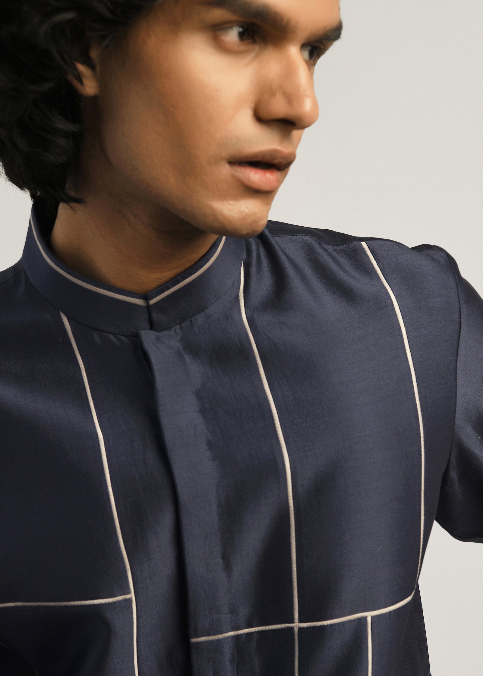 COUNTRYMADE Kurtas Patchwork Block Kurta Set ensemble kurta marine coton-soie