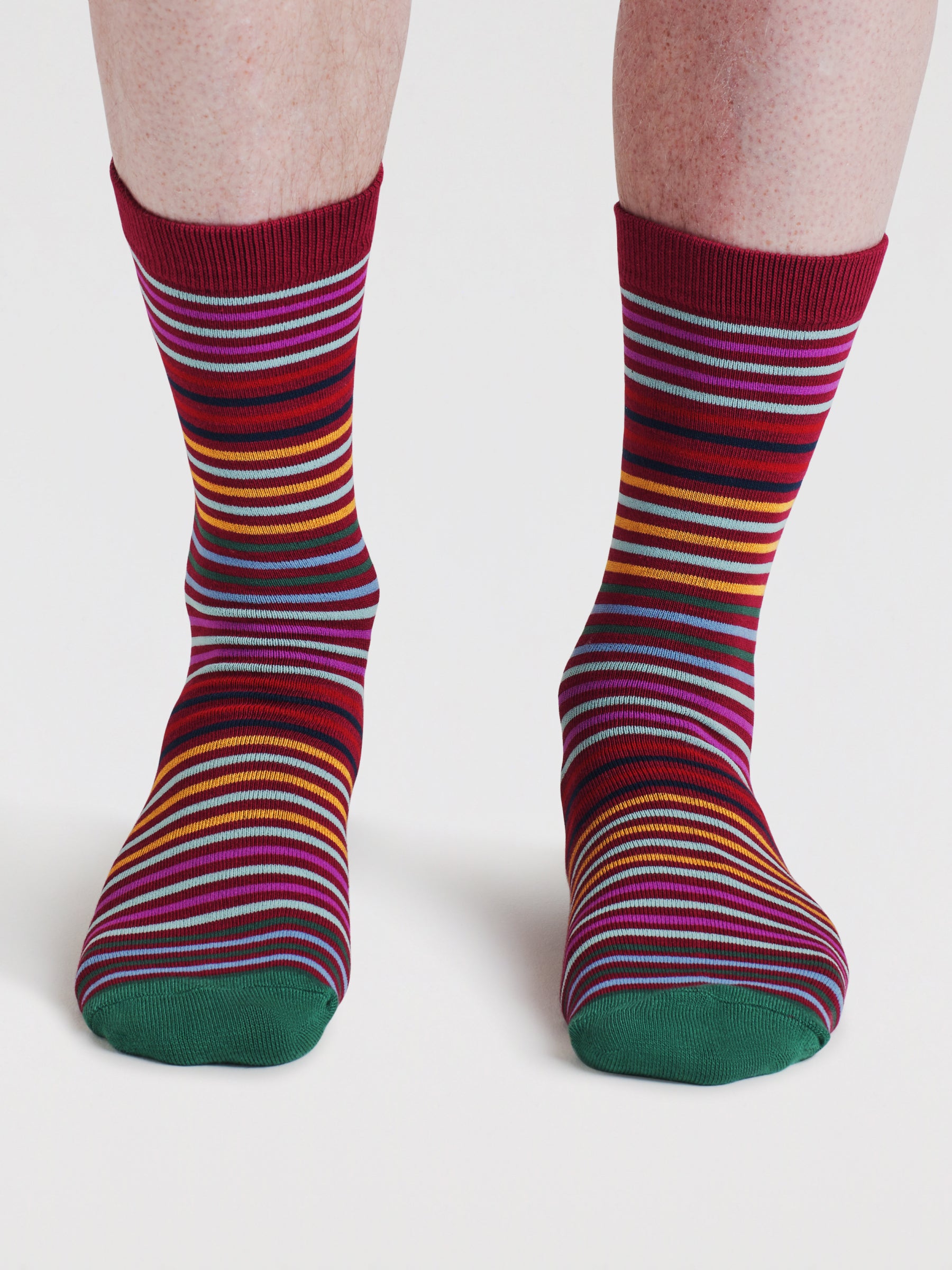 Sourire Multicolore Chaussettes homme rayures multicolores bambou coton bio taille 40/44