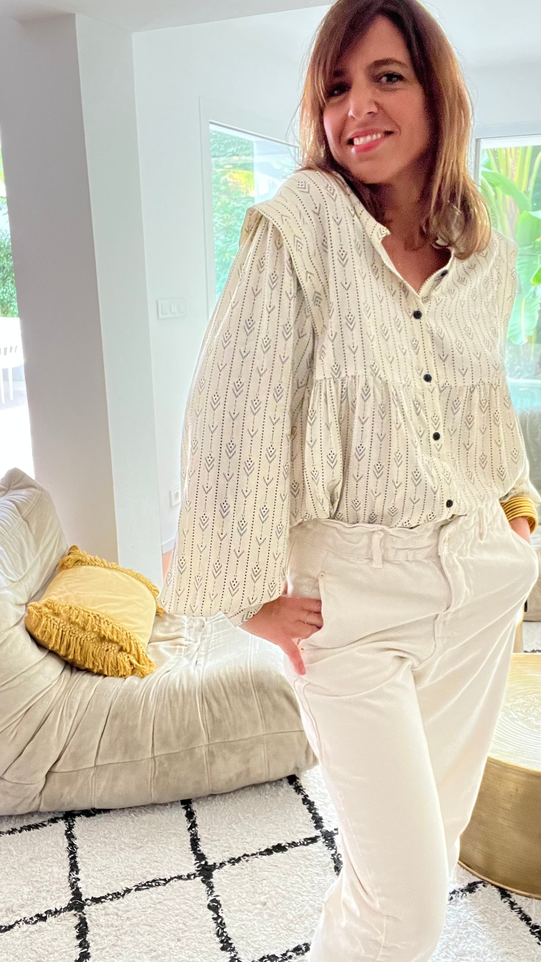PANTRUCHE Chemises Blouse NINA Ethnique blouse crème viscose