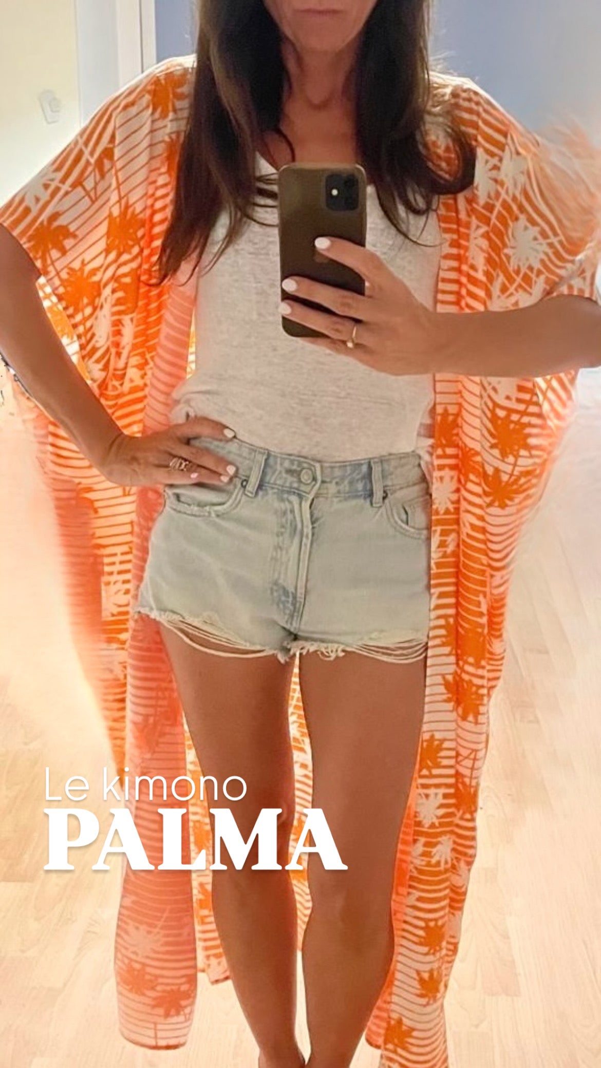 PANTRUCHE Kimonos PALMA orange kimono long taille unique en viscose