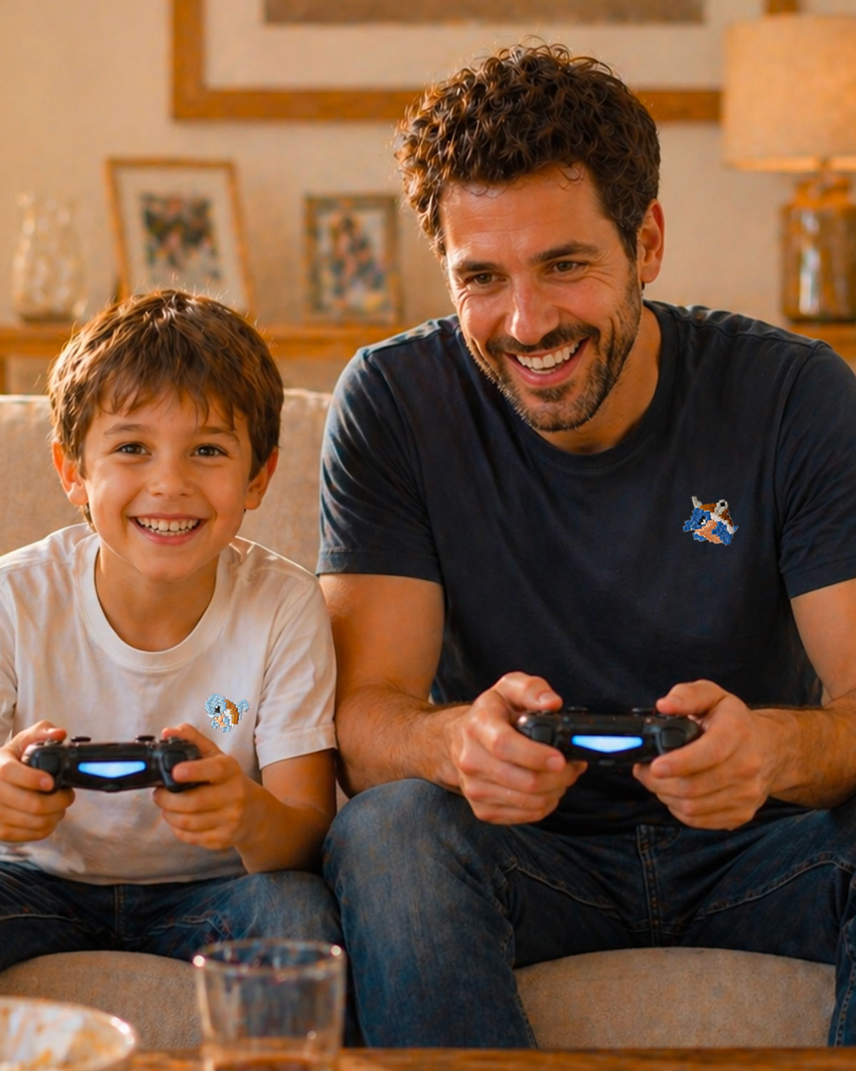 Juste Un T-shirt T-shirts Brodés Coffret T-shirt brodé Papa Carapuce t-shirts papa enfant