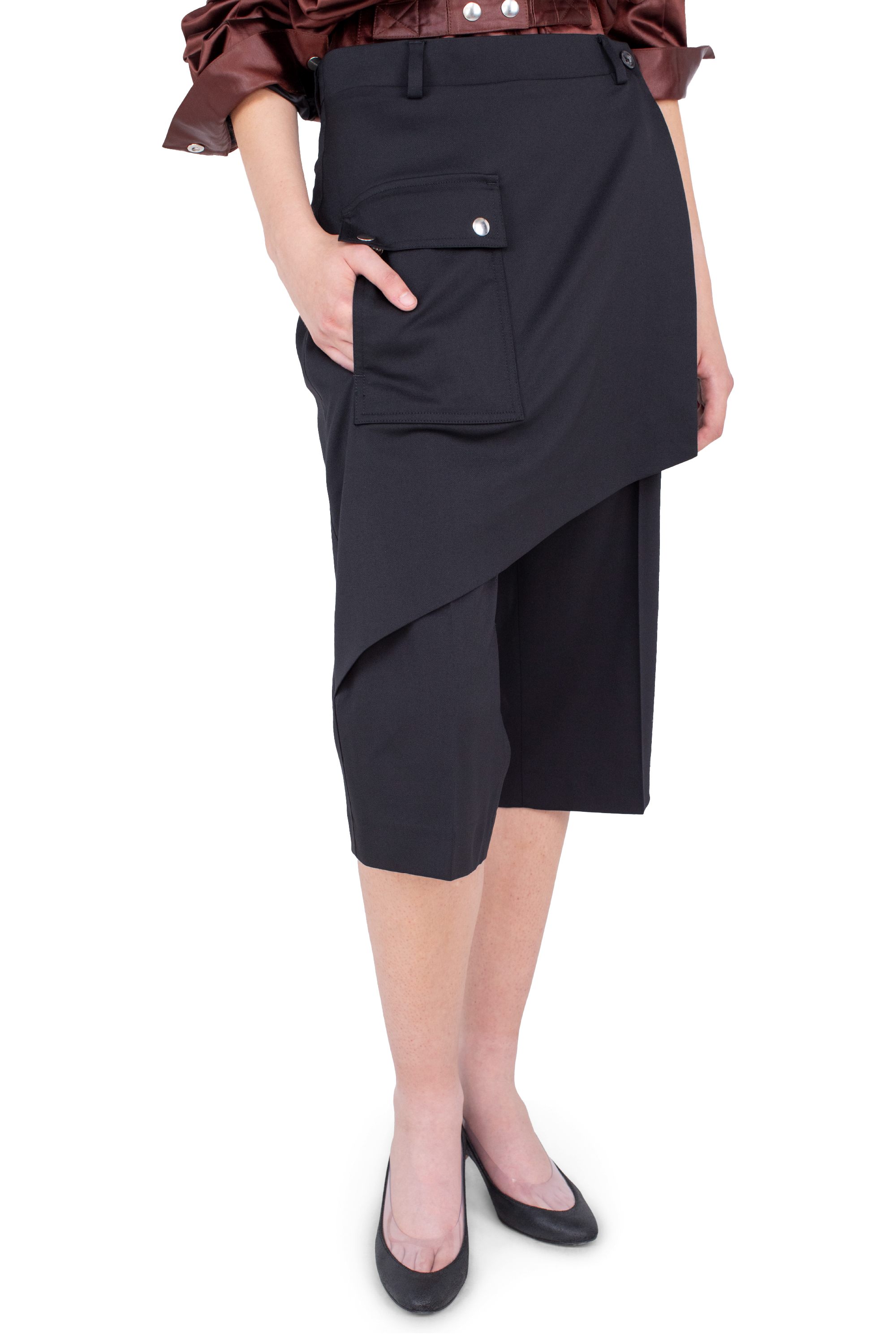Kiko Kostadinov Bottoms LINNET Wrap Culottes pantalon Crow Black en laine