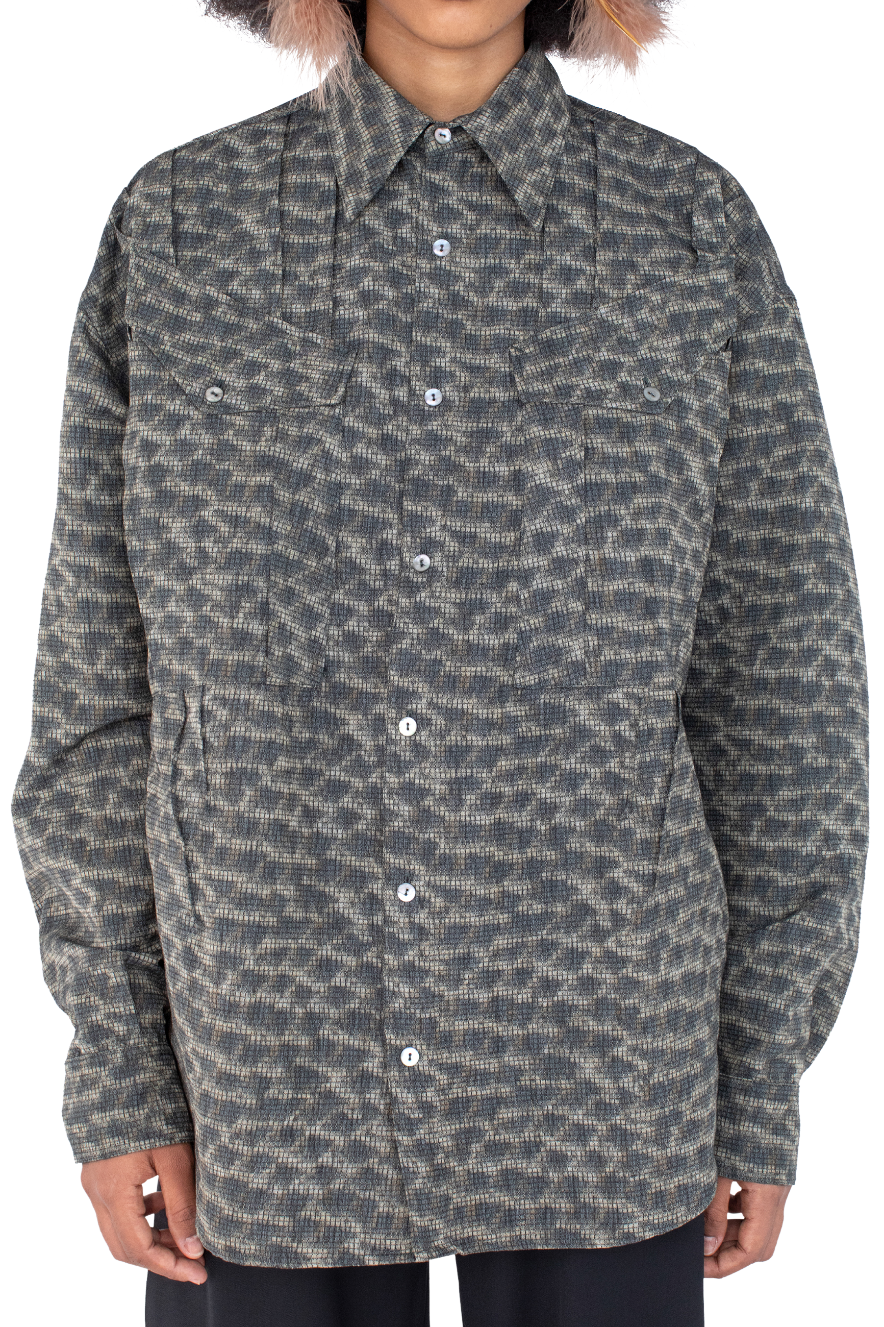 Kiko Kostadinov Shirts WEKA Shirt chemise Feather Print oversize en ripstop