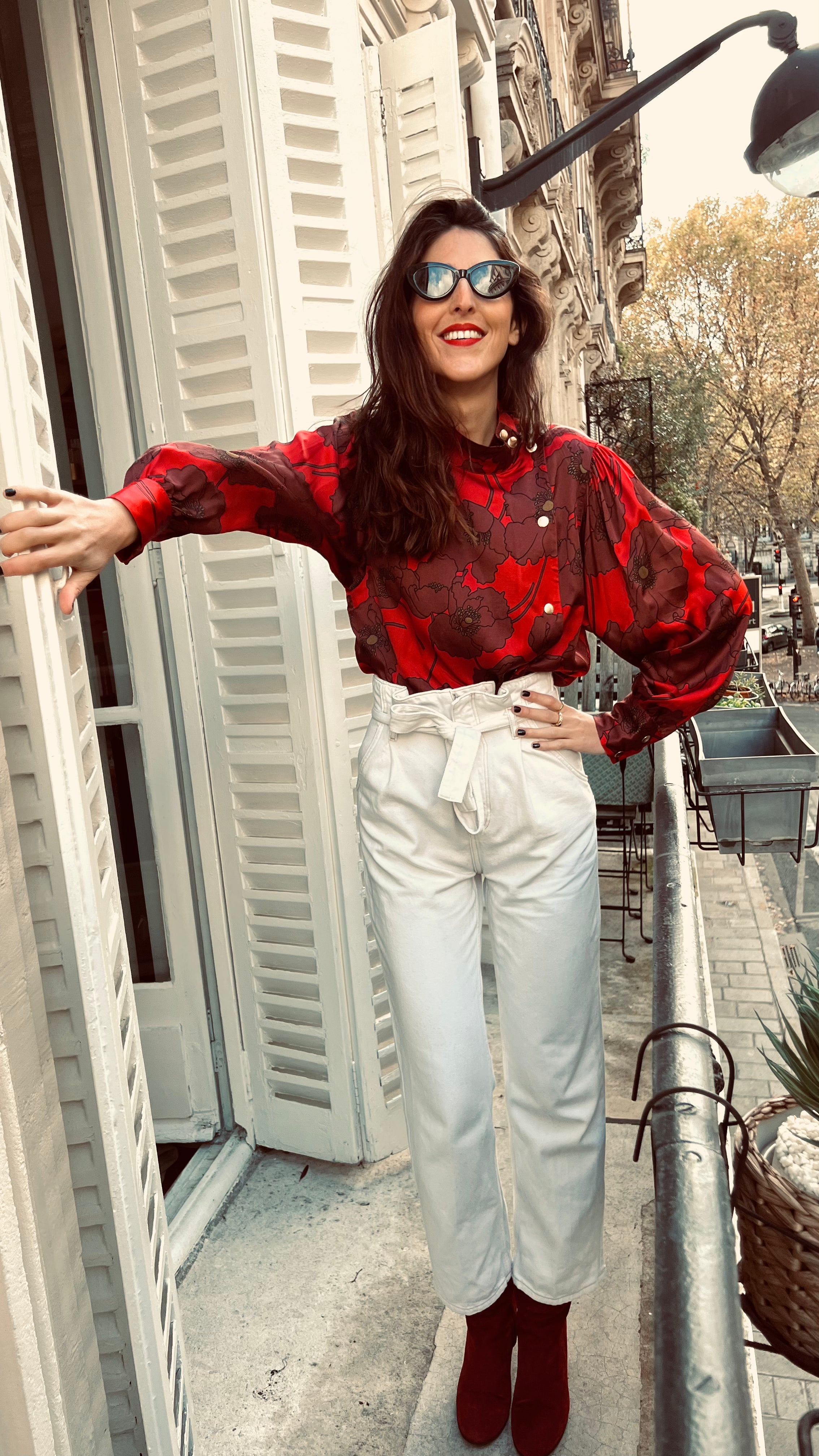PANTRUCHE Chemises Blouse DJANGO Flowers blouse rouge viscose