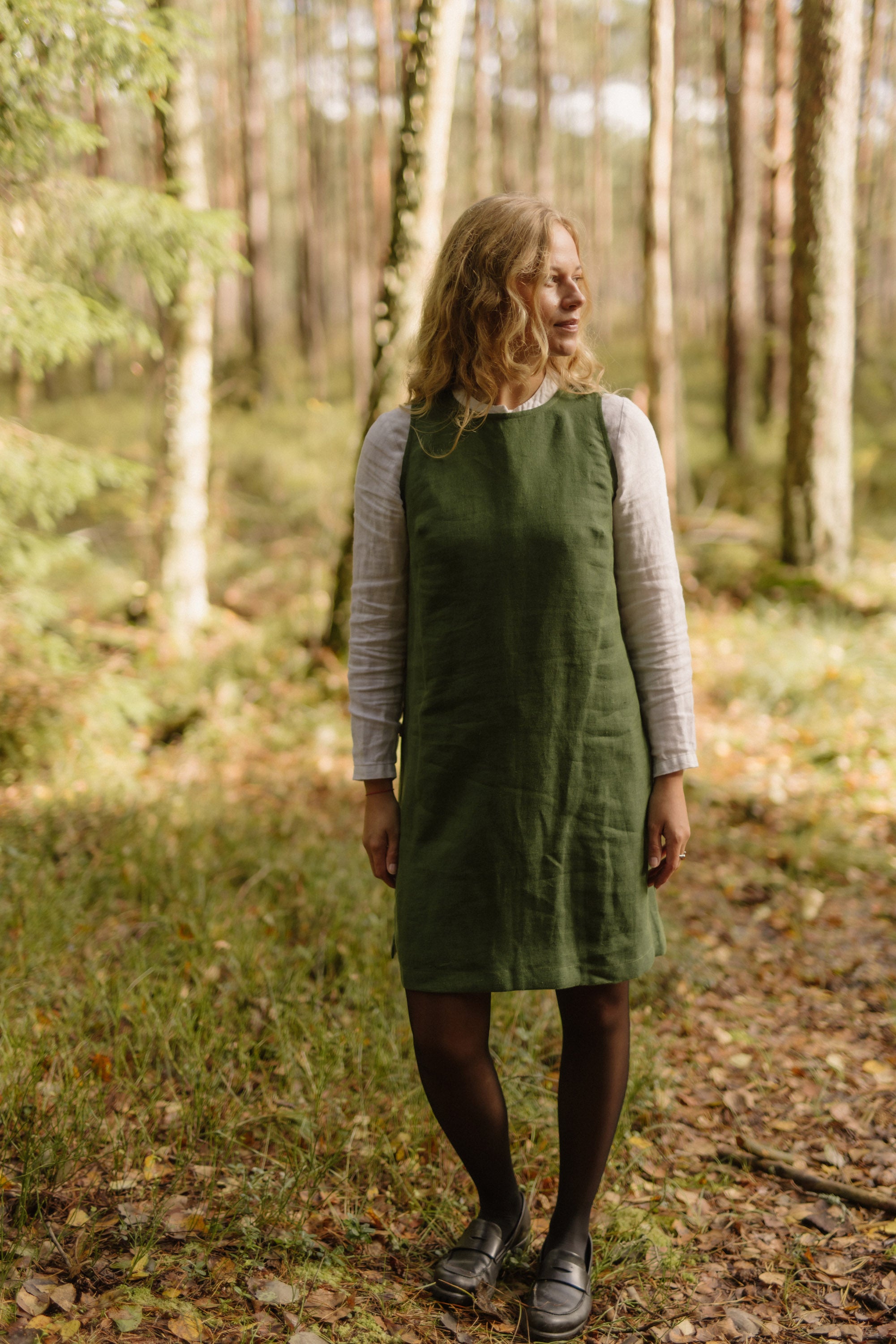 Laumė linen Linen Dresses Nina robe courte Pitch Black doublure