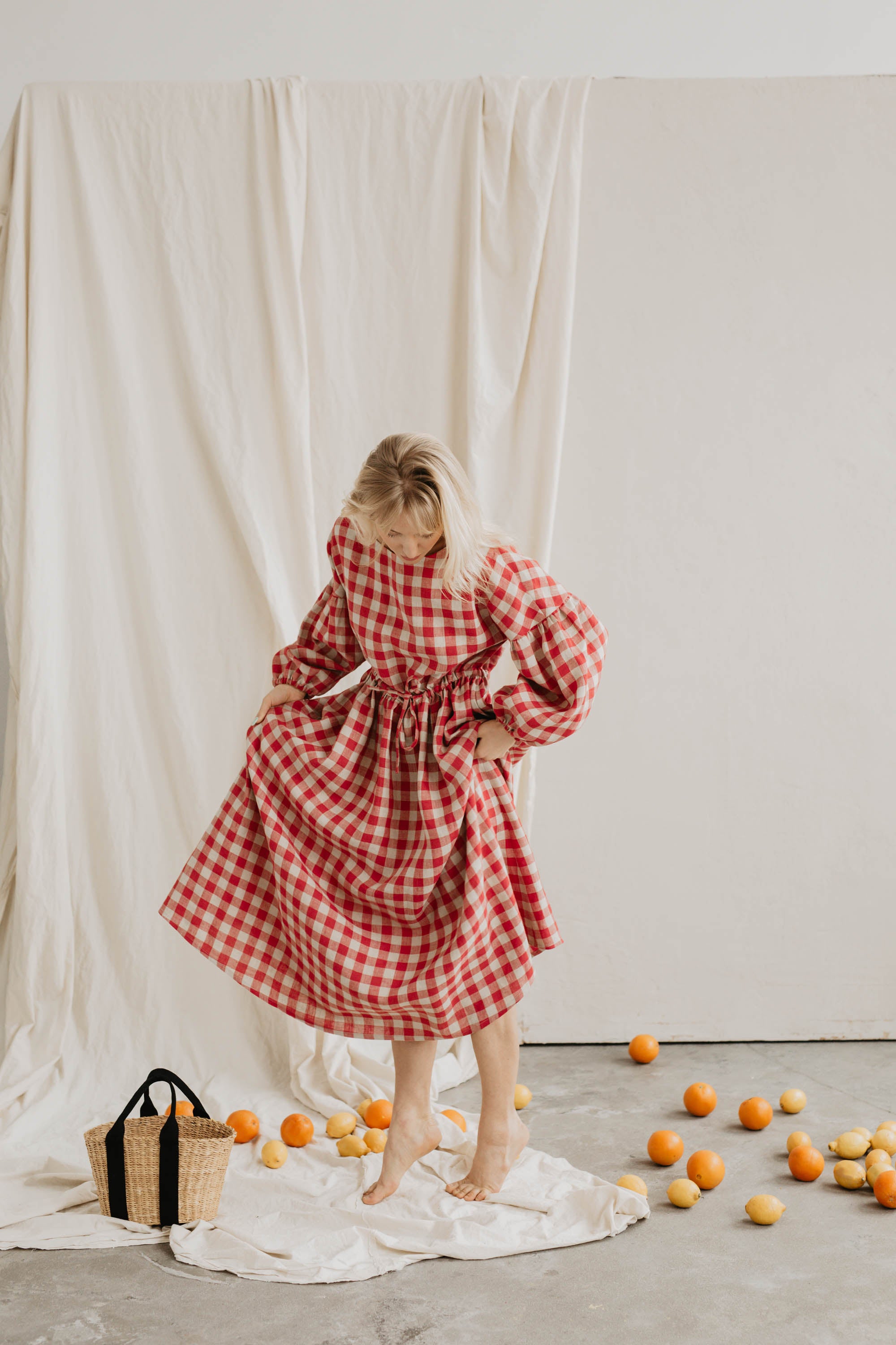 Laumė linen Linen Dresses Rugilė robe en lin à carreaux