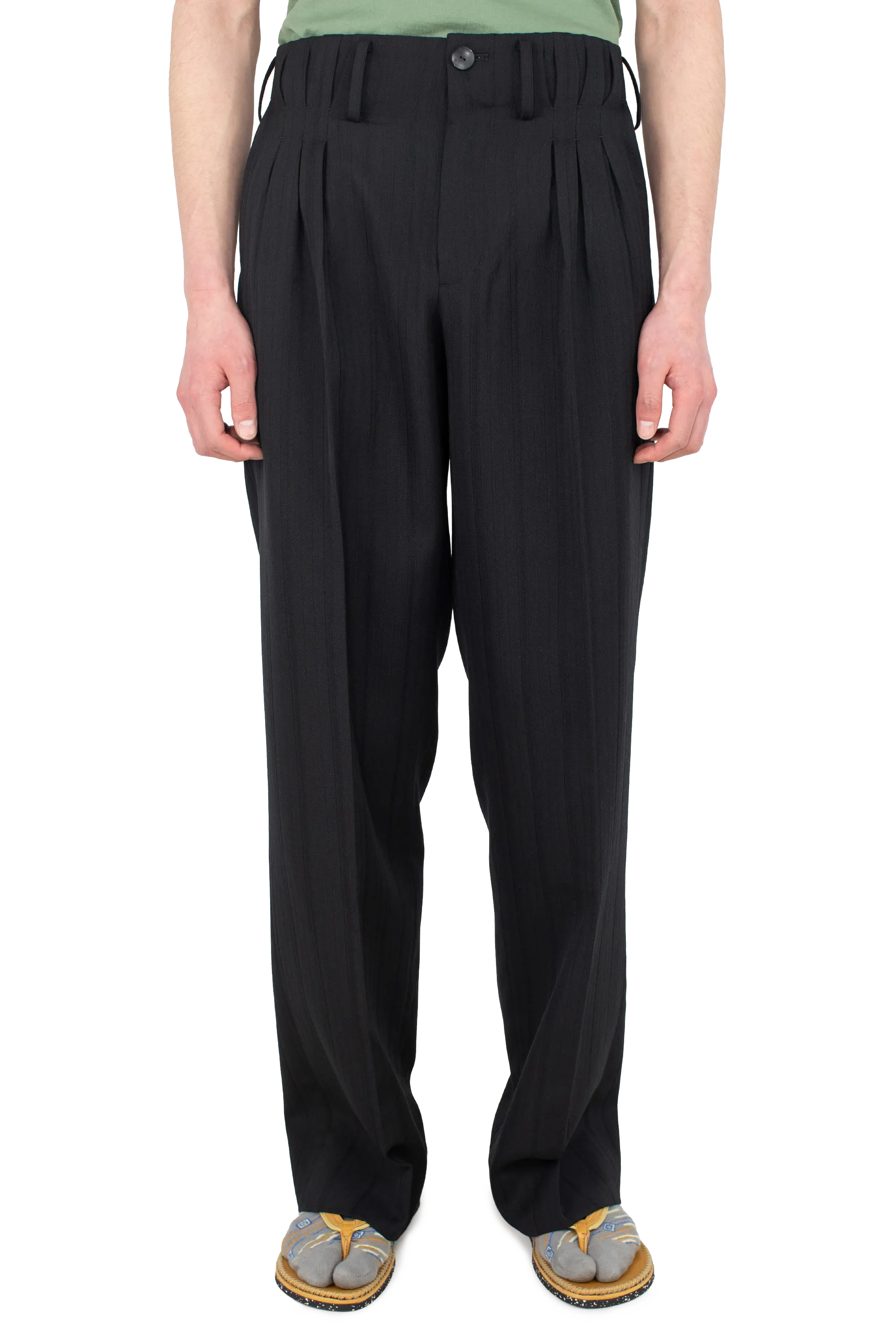 Kiko Kostadinov Bottoms TARHOS Pleated Trousers pantalon noir en laine texturée