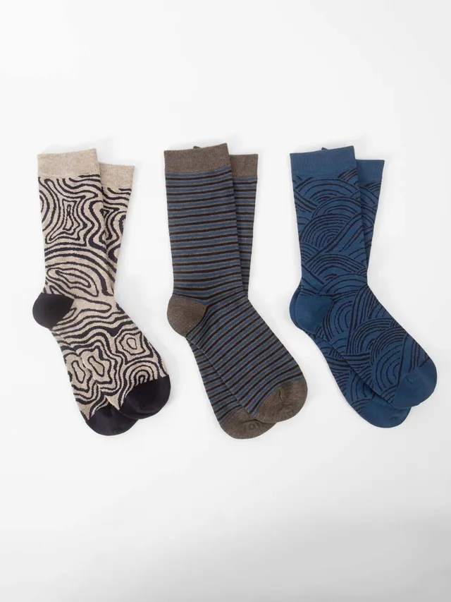 Sourire Multicolore Chaussettes homme Trio de chaussettes pour homme en bambou 3 paires
