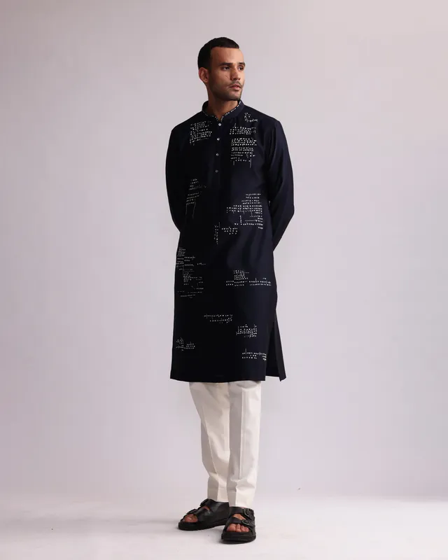 COUNTRYMADE Kurtas Asemic Placement Kurta brodée coupe regular