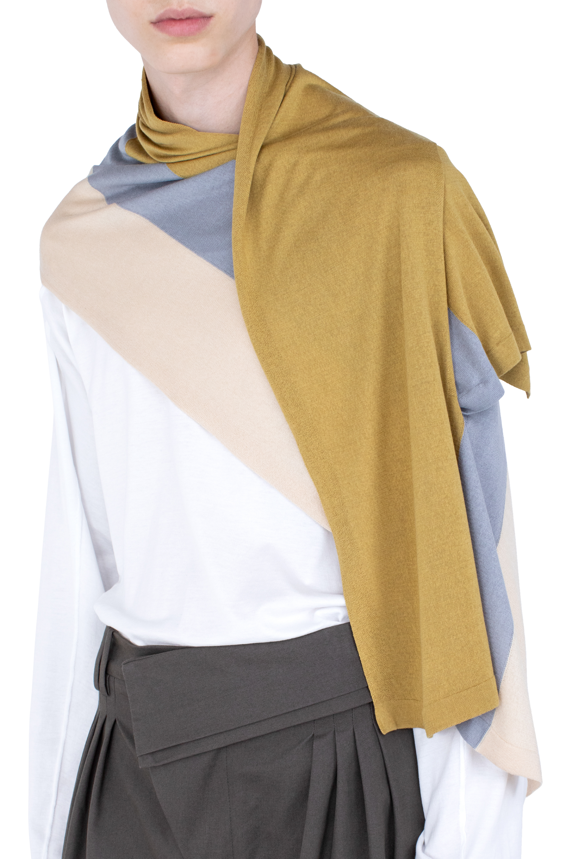 Kiko Kostadinov Accessories SIGO Knit Scarf écharpe ocre en Tencel et soie