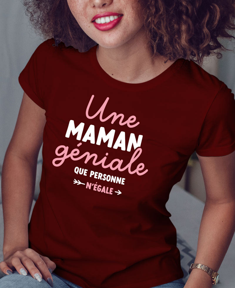 Juste Un T-shirt T-shirts Imprimés Une maman géniale t-shirt femme blanc