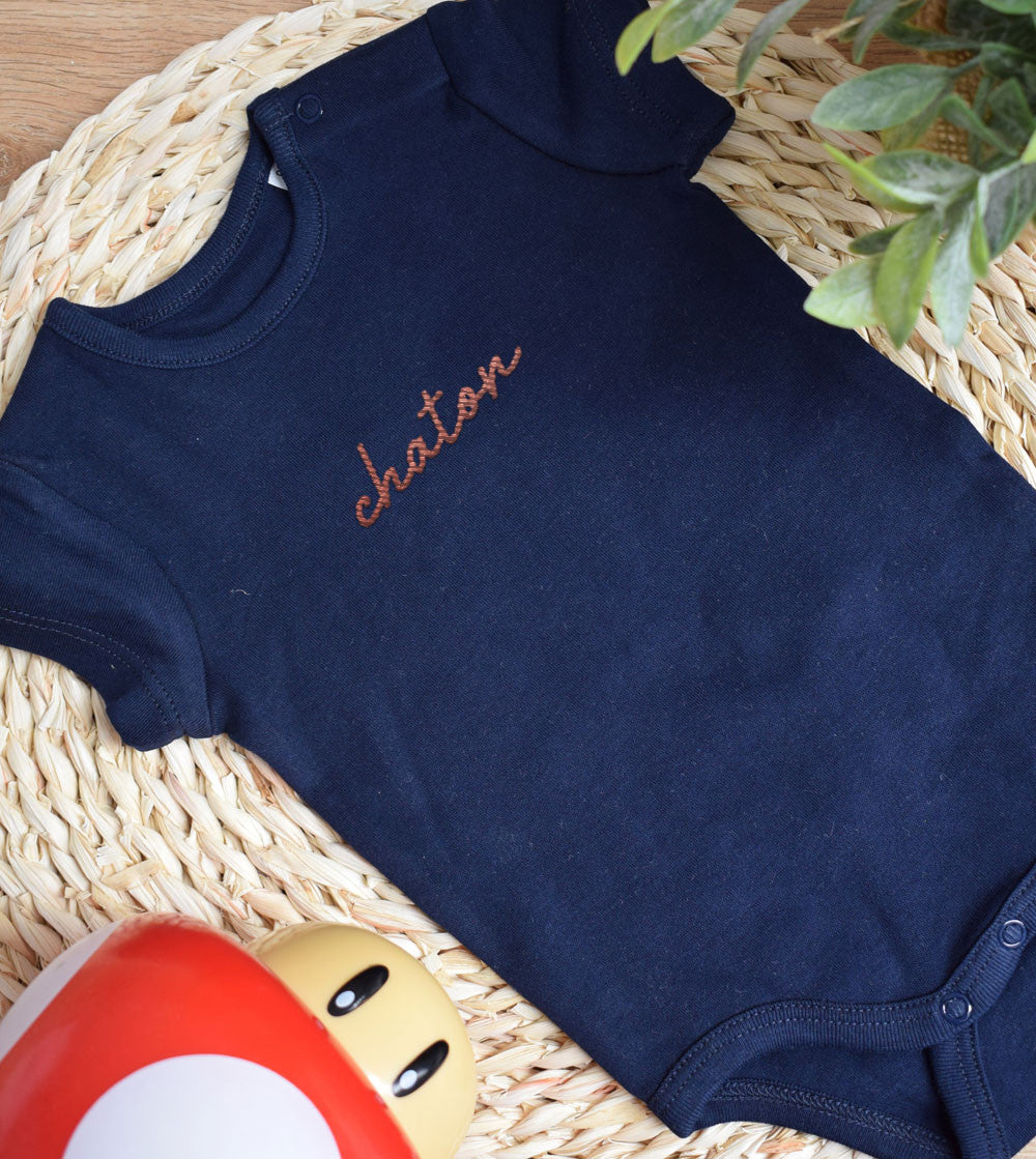 Juste Un T-shirt Bébé Body Bébé Brodé Chaton 0-3 mois