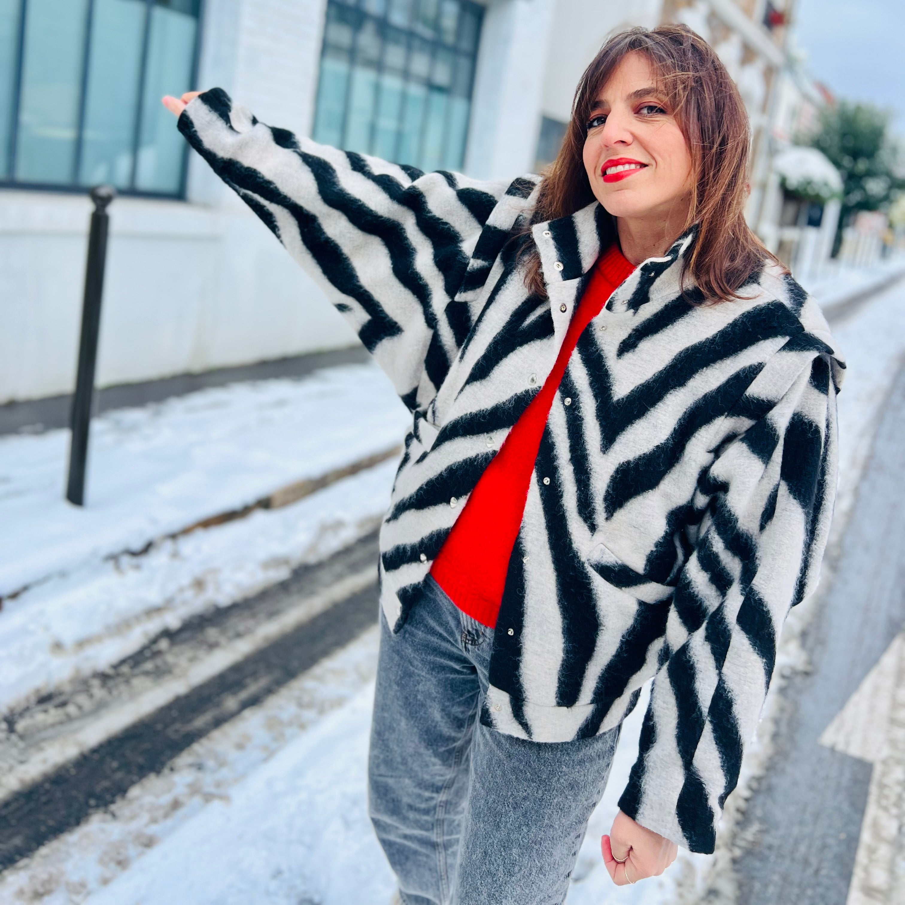 PANTRUCHE Vestes MOON blouson zèbre en laine doublé