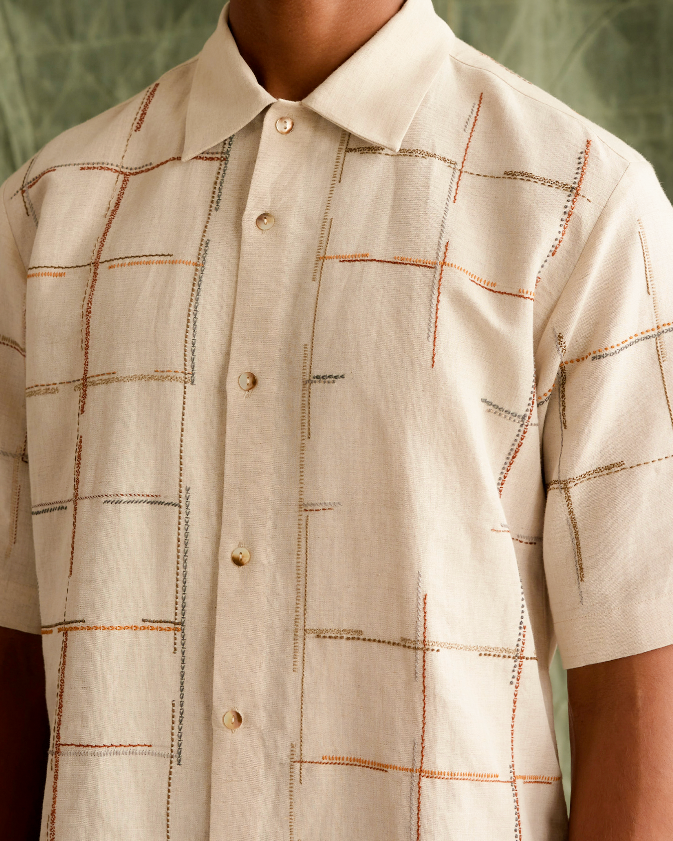COUNTRYMADE Shirts Embroidered Checks Shirt chemise à carreaux brodés chanvre coton
