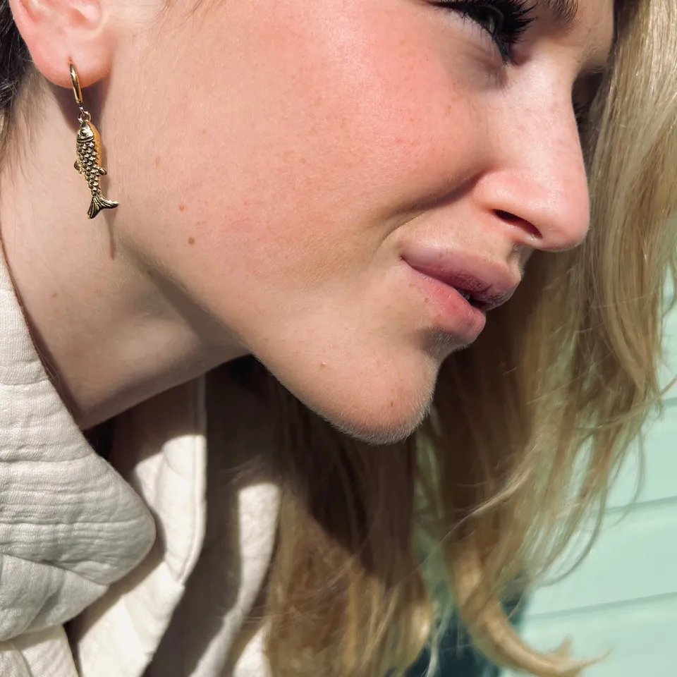 PANTRUCHE Boucles d'oreilles FISH poisson doré acier
