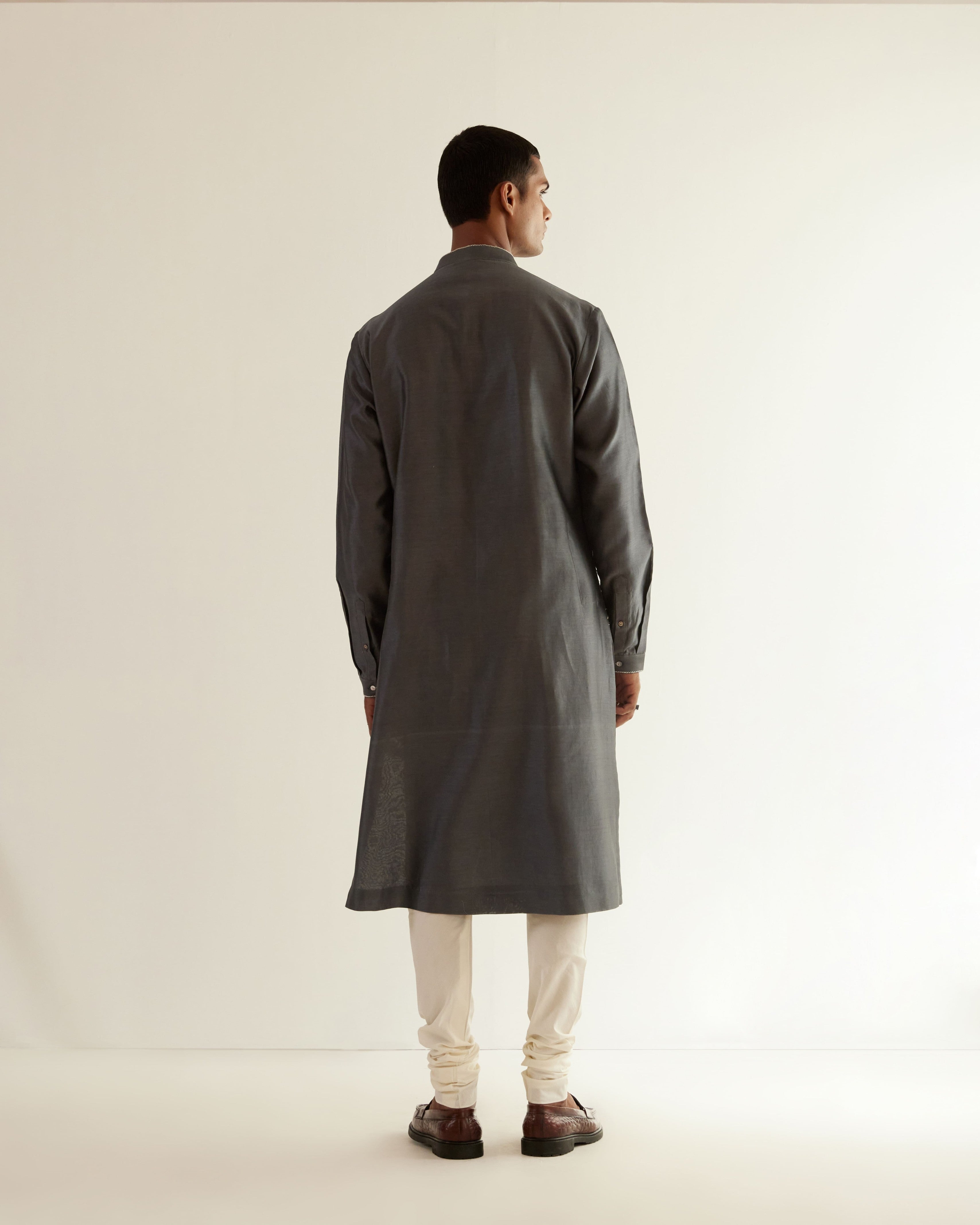 COUNTRYMADE Kurtas Infinity Embroidered Kurta Set ensemble kurta gris anthracite
