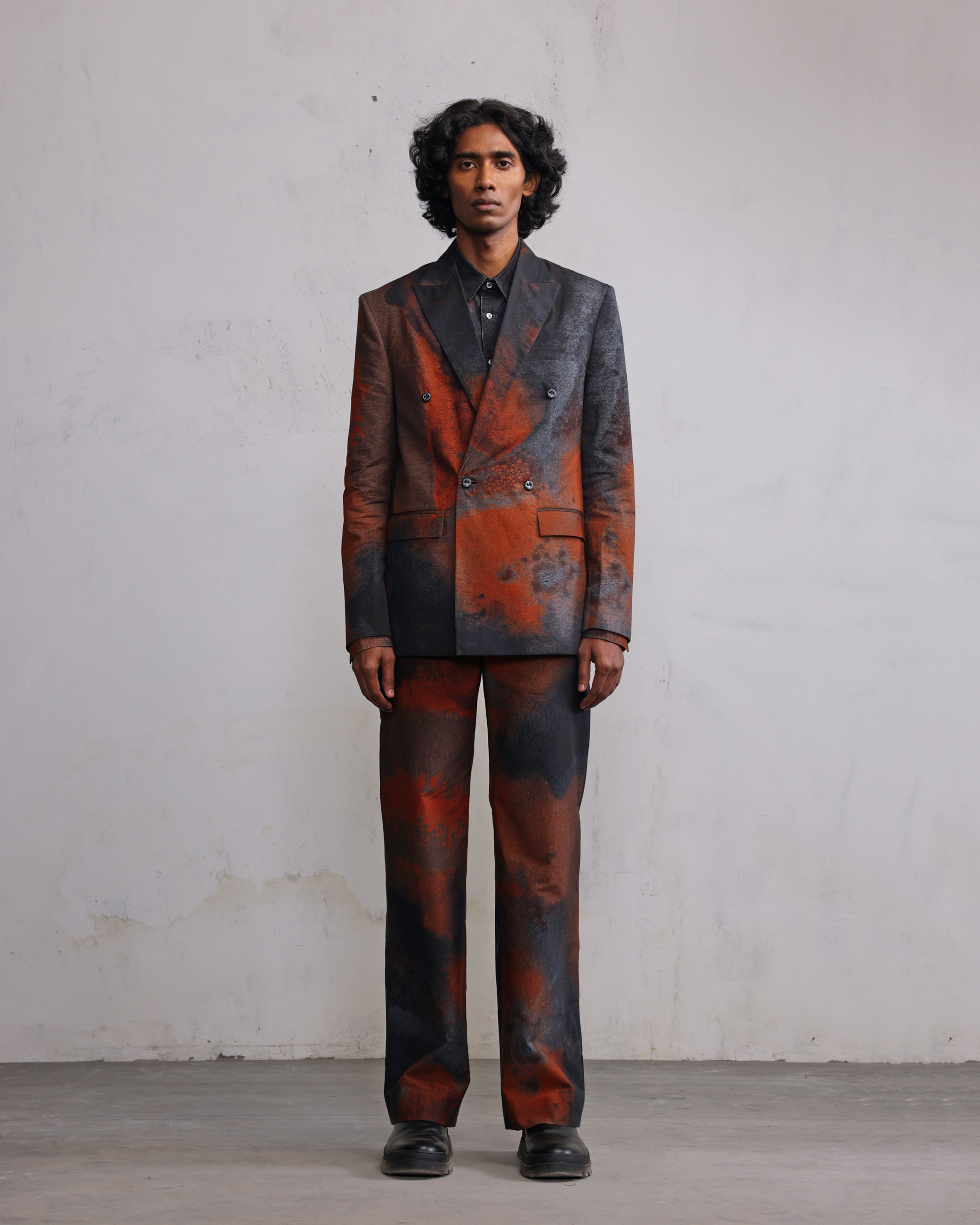 COUNTRYMADE Jackets Rust Printed Double Breasted Blazer blazer rouille imprimé