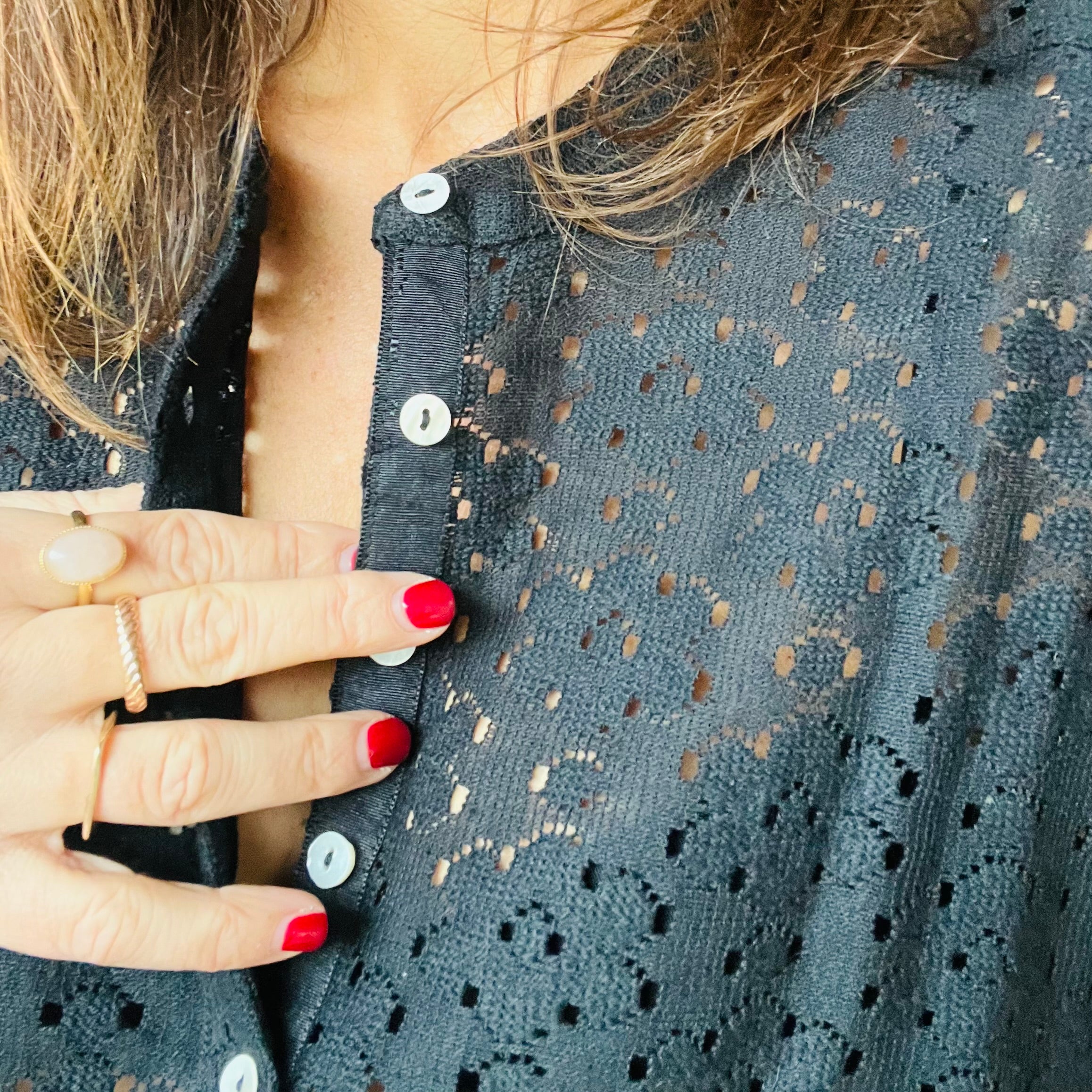 PANTRUCHE Chemises Blouse COLETTE dentelle noire coton