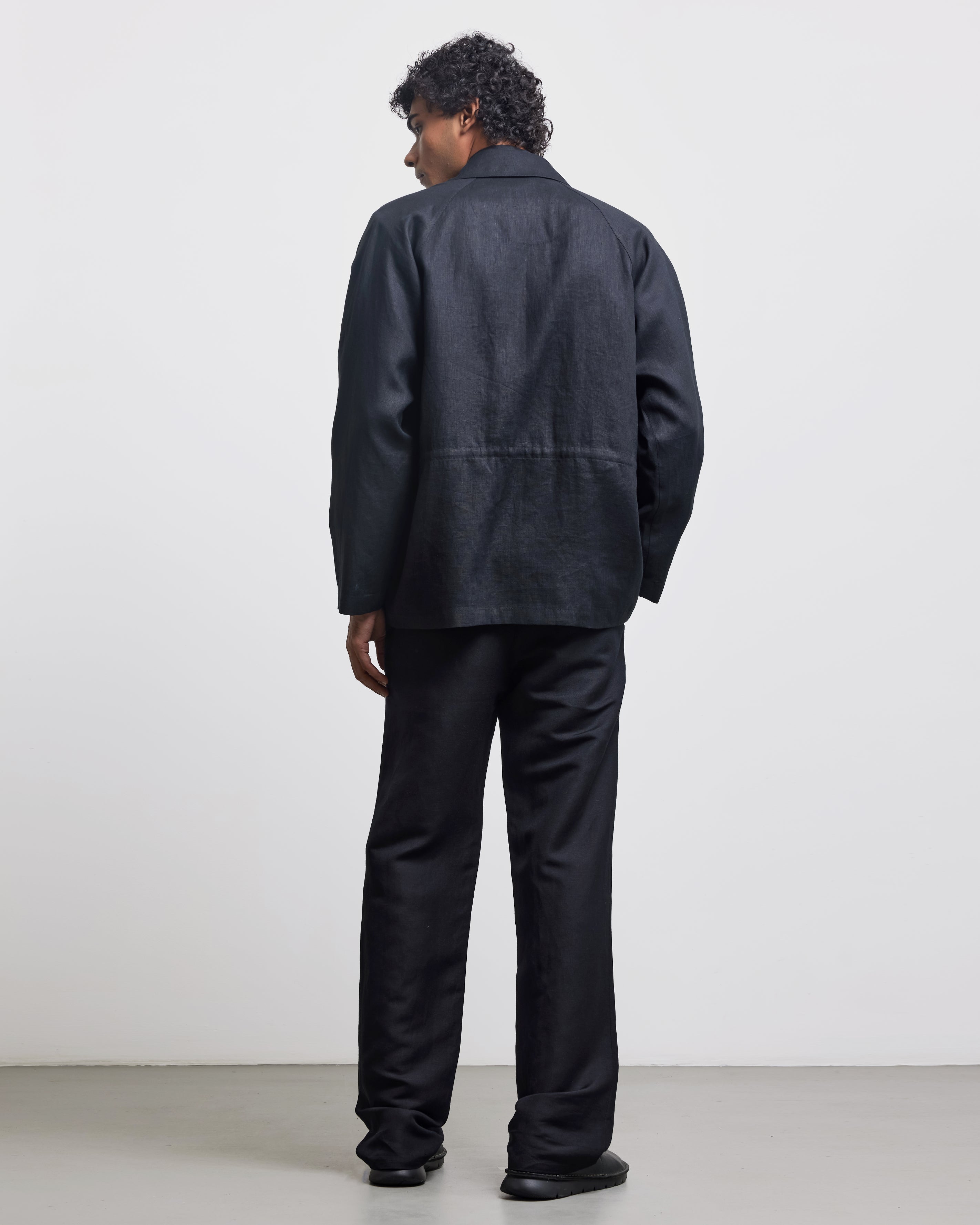 COUNTRYMADE Jackets BLACK FAUX BUTTONHOLE WORKWEAR veste noire en lin