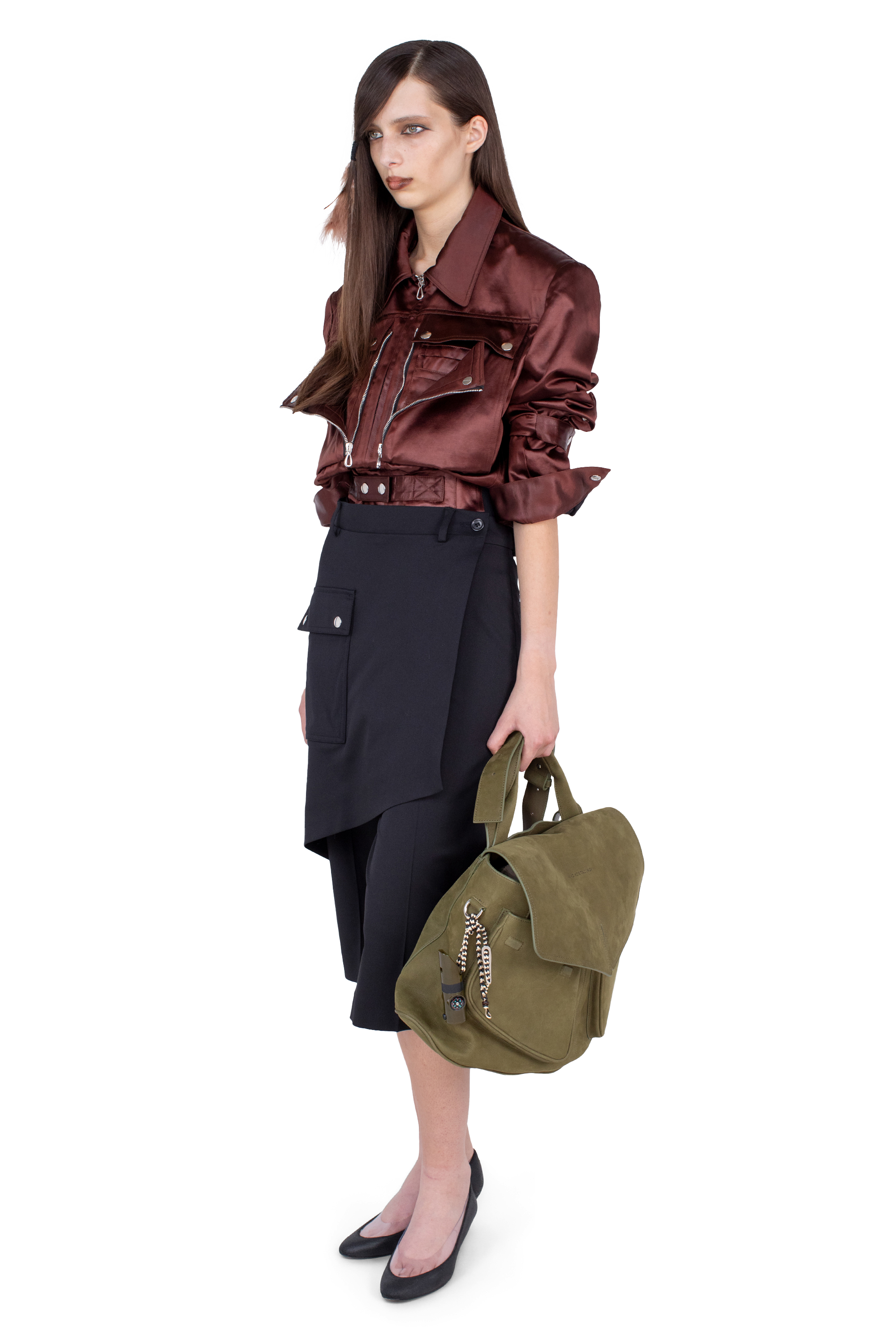 Kiko Kostadinov Bottoms LINNET Wrap Culottes pantalon Crow Black en laine