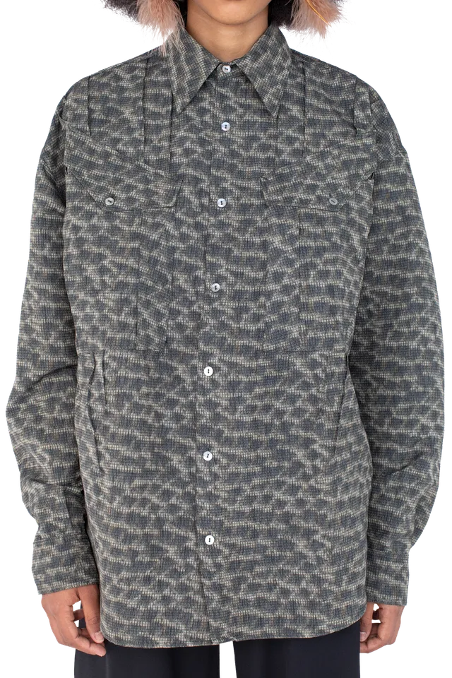 Kiko Kostadinov Shirts WEKA Shirt chemise Feather Print oversize en ripstop