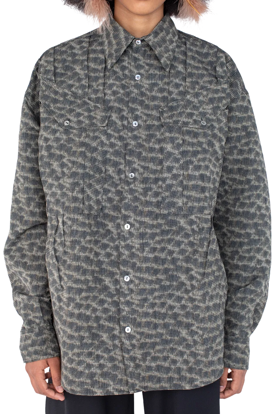 Kiko Kostadinov Shirts WEKA Shirt chemise Feather Print oversize en ripstop
