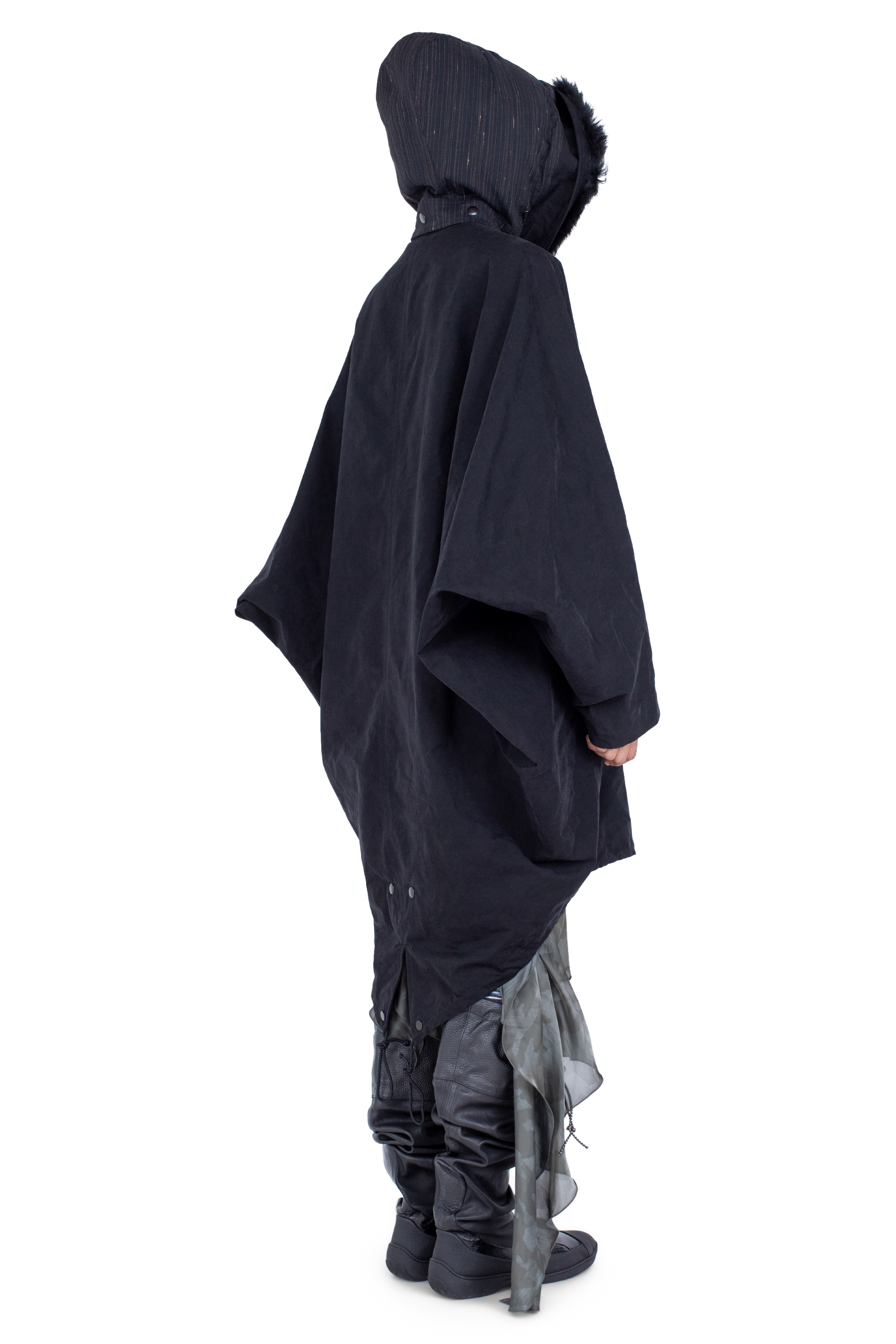 Kiko Kostadinov Outerwear BITTERN poncho Onyx Black capuche amovible