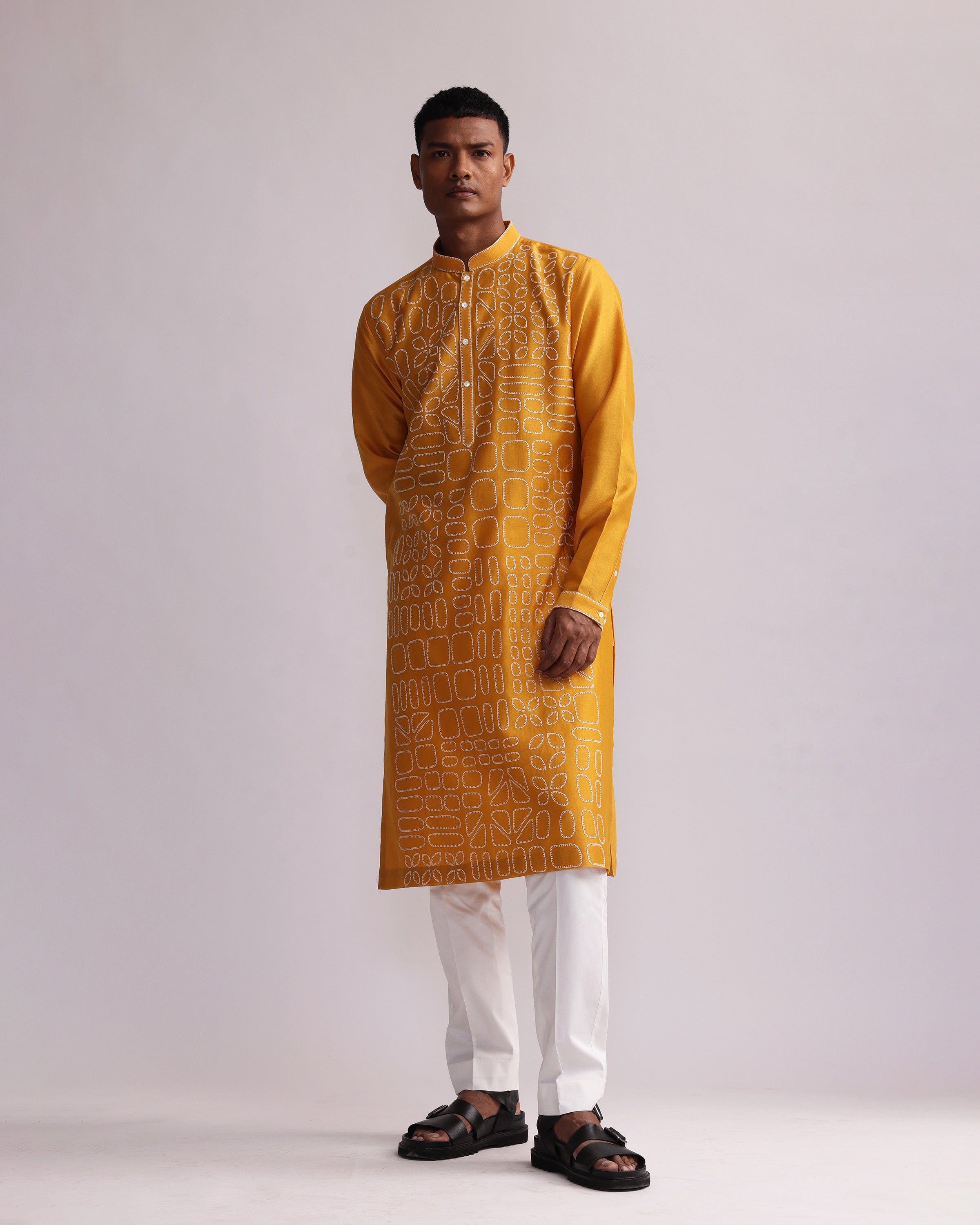 COUNTRYMADE Kurtas SHADOW BLOCK KURTA SET kurta chanderi brodé