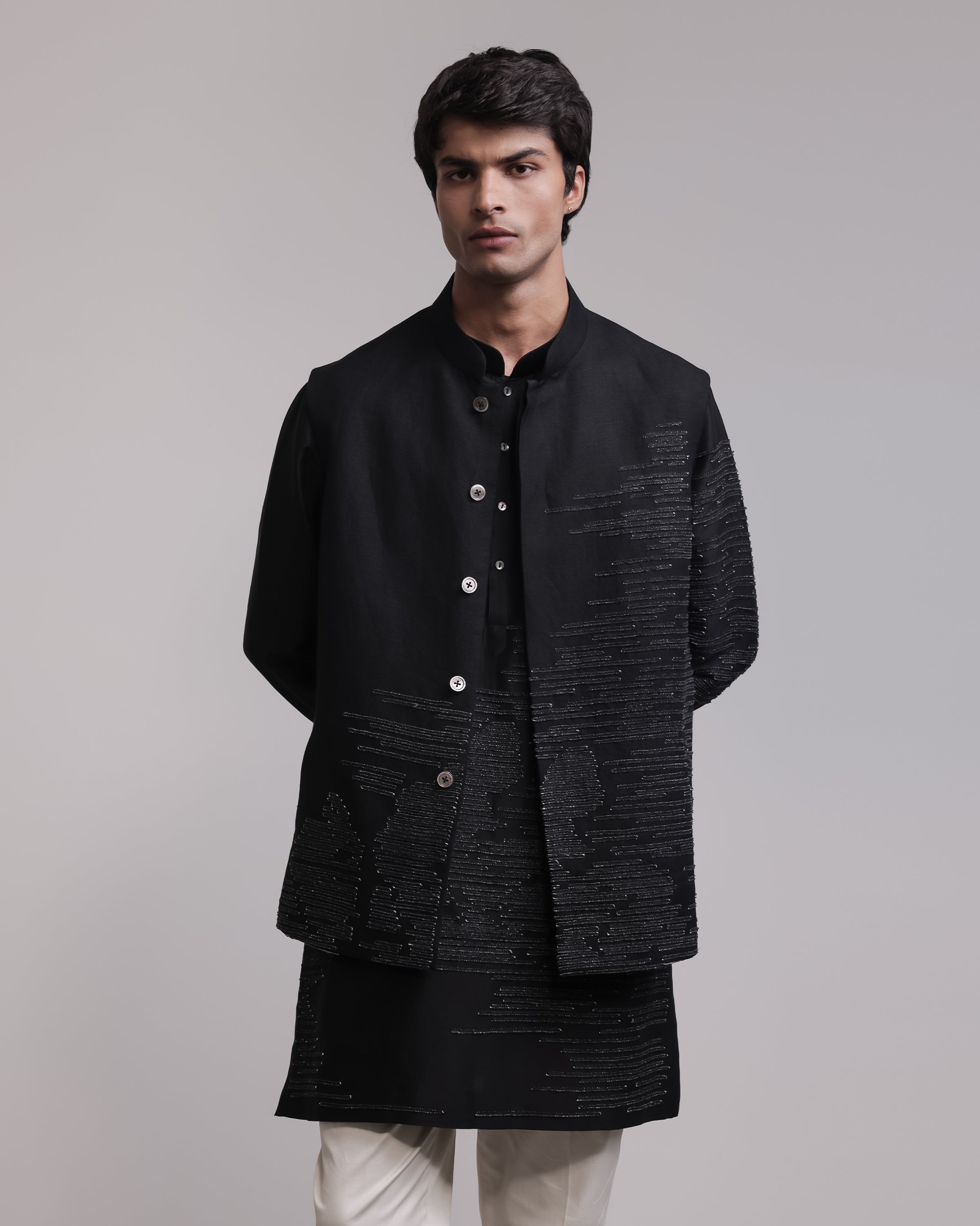 COUNTRYMADE Nehru Jackets Frayed Memories Bundi Set ensemble bundi brodé