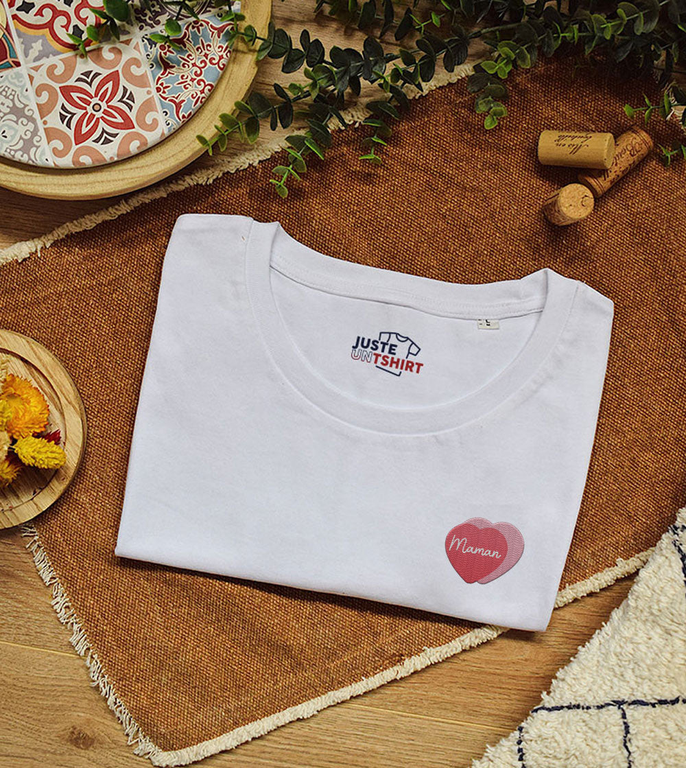 Juste Un T-shirt T-shirts Brodés Maman Amour t-shirt blanc