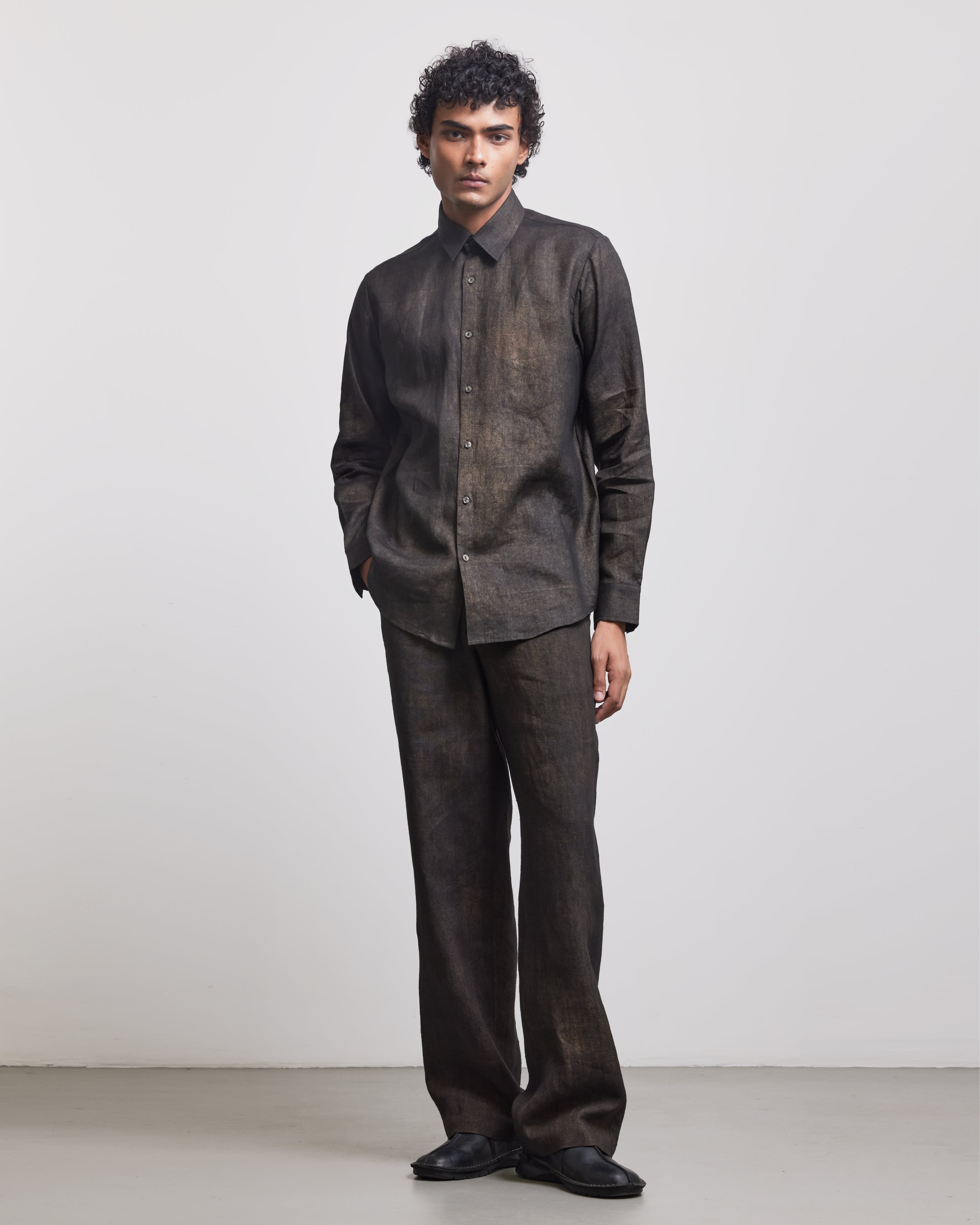 COUNTRYMADE Trousers BRONZE COATED TROUSER pantalon lin bronze