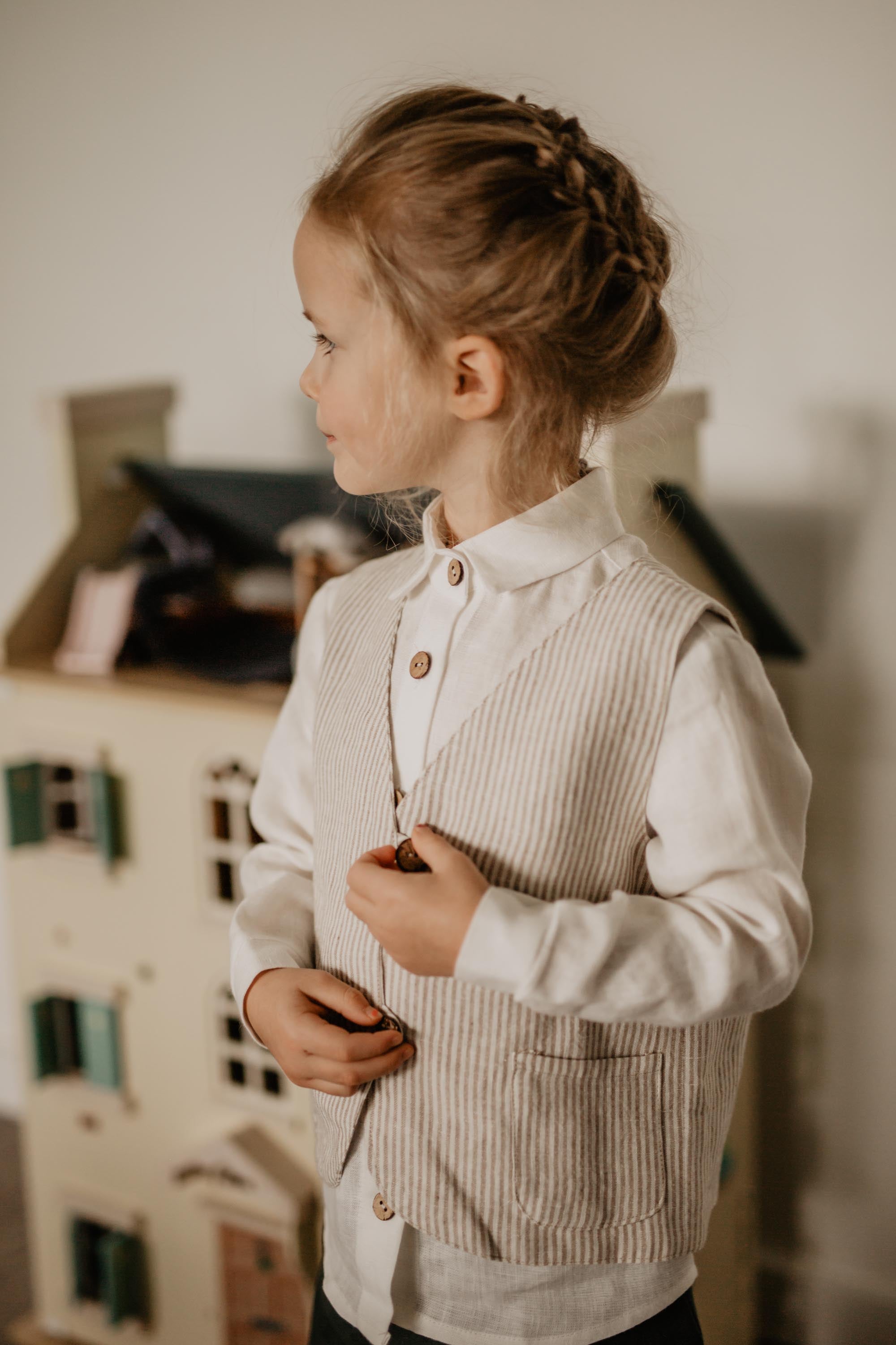 Laumė linen Kids Clothing KAUKAS gilet enfant en lin 100 %