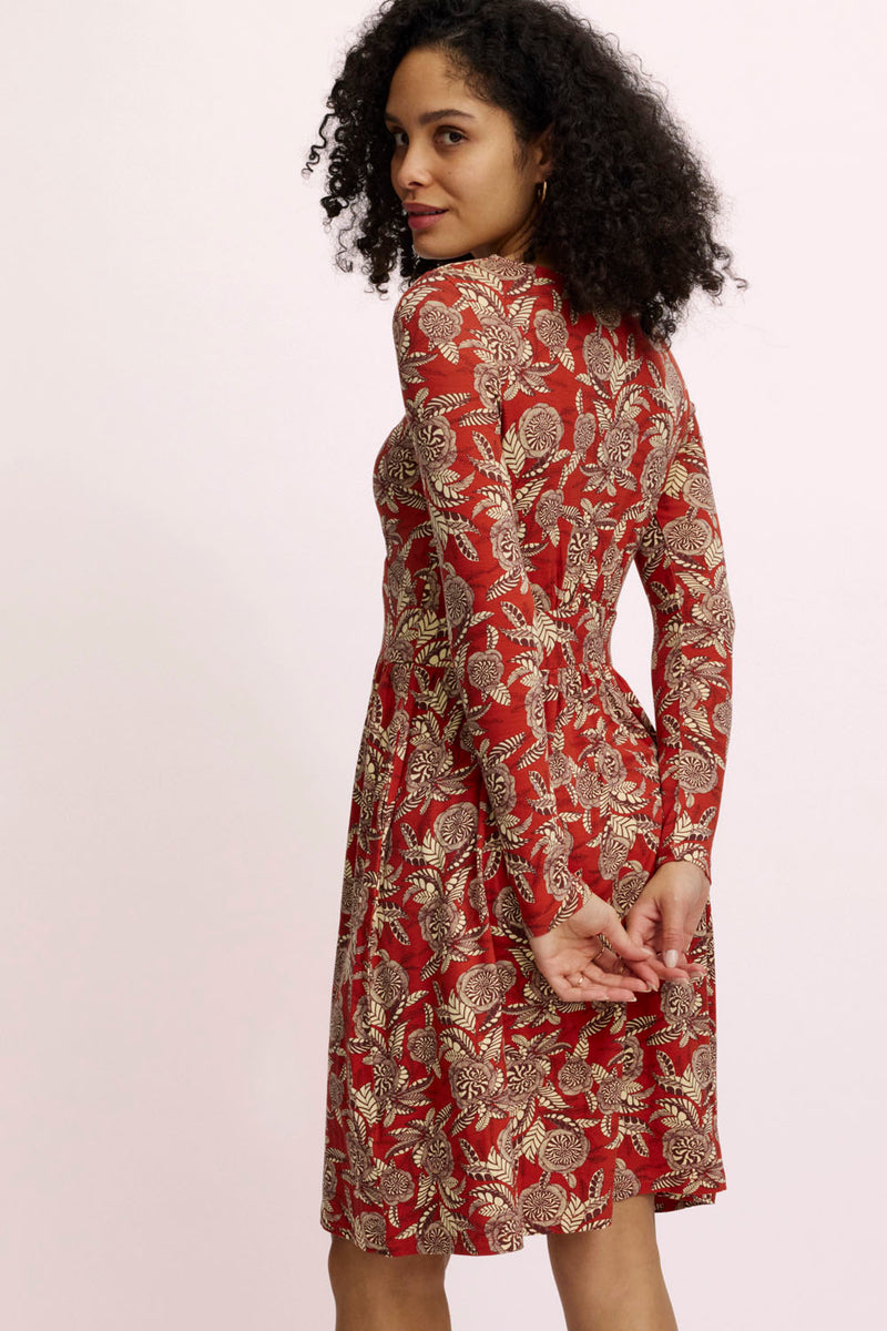 Sourire Multicolore Robes Robe rouge motif floral en Ecovero