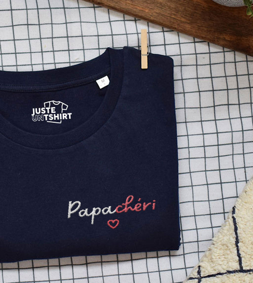 Juste Un T-shirt T-shirts Brodés Papa chéri T-shirt brodé noir