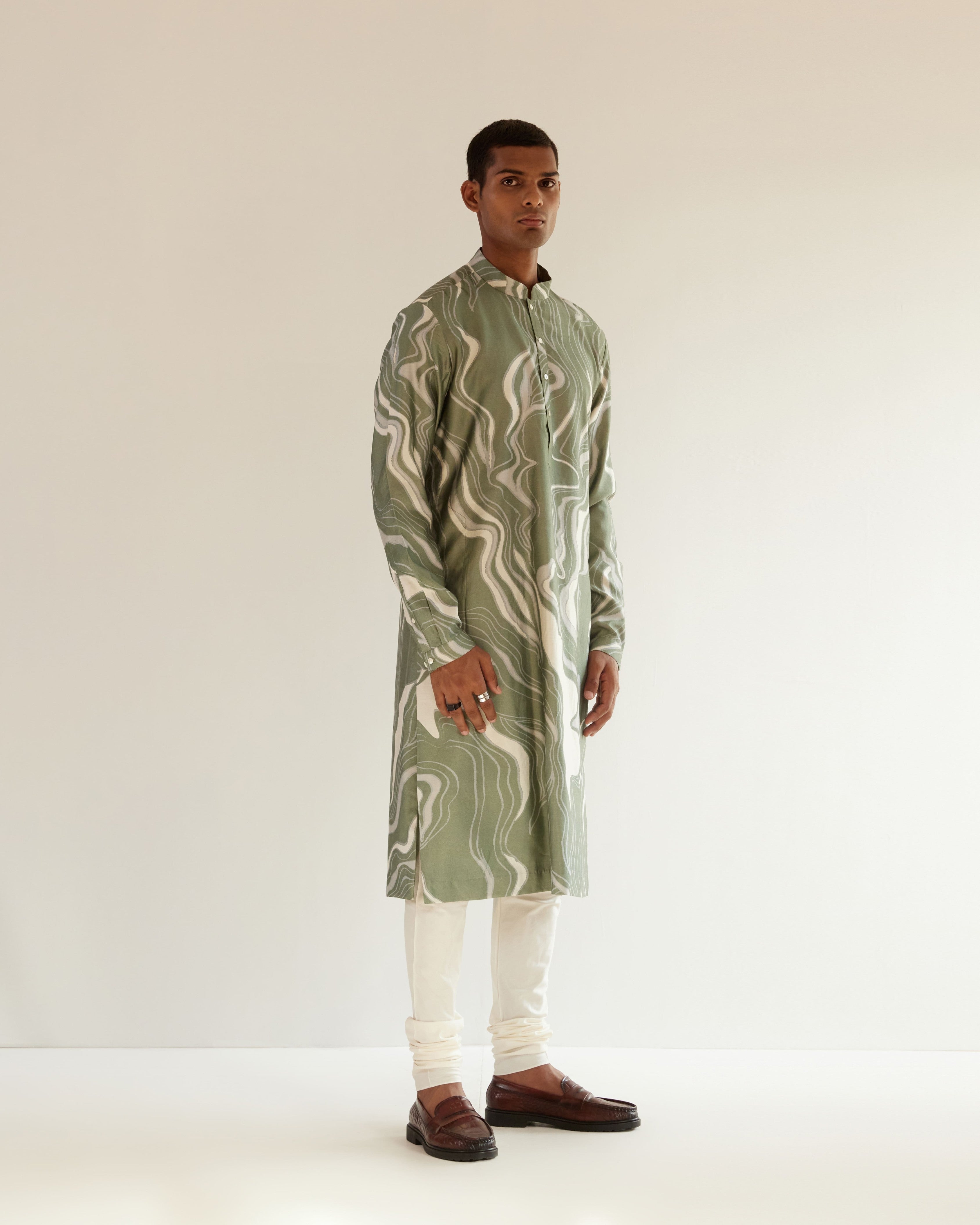 COUNTRYMADE Kurtas Infinity Print Kurta vert sauge