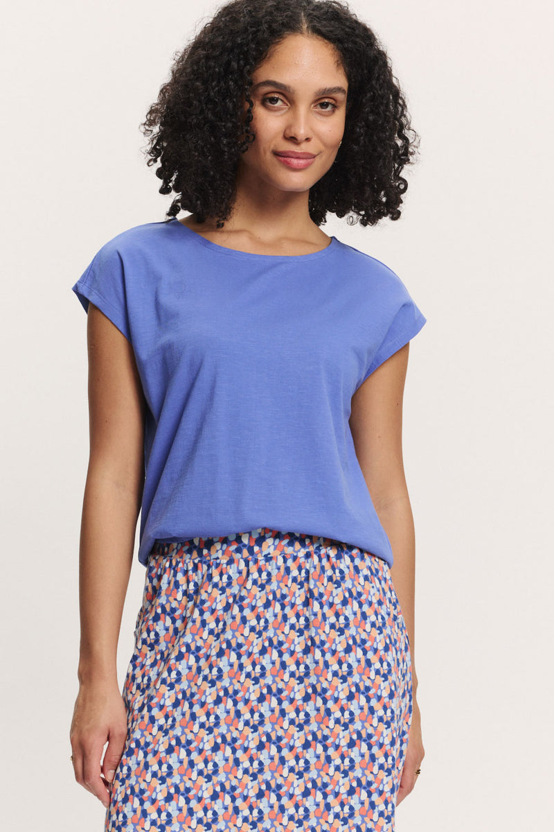 Tranquillo Tops Tee-shirt Jessicaa tee-shirt bleu lavande coton bio